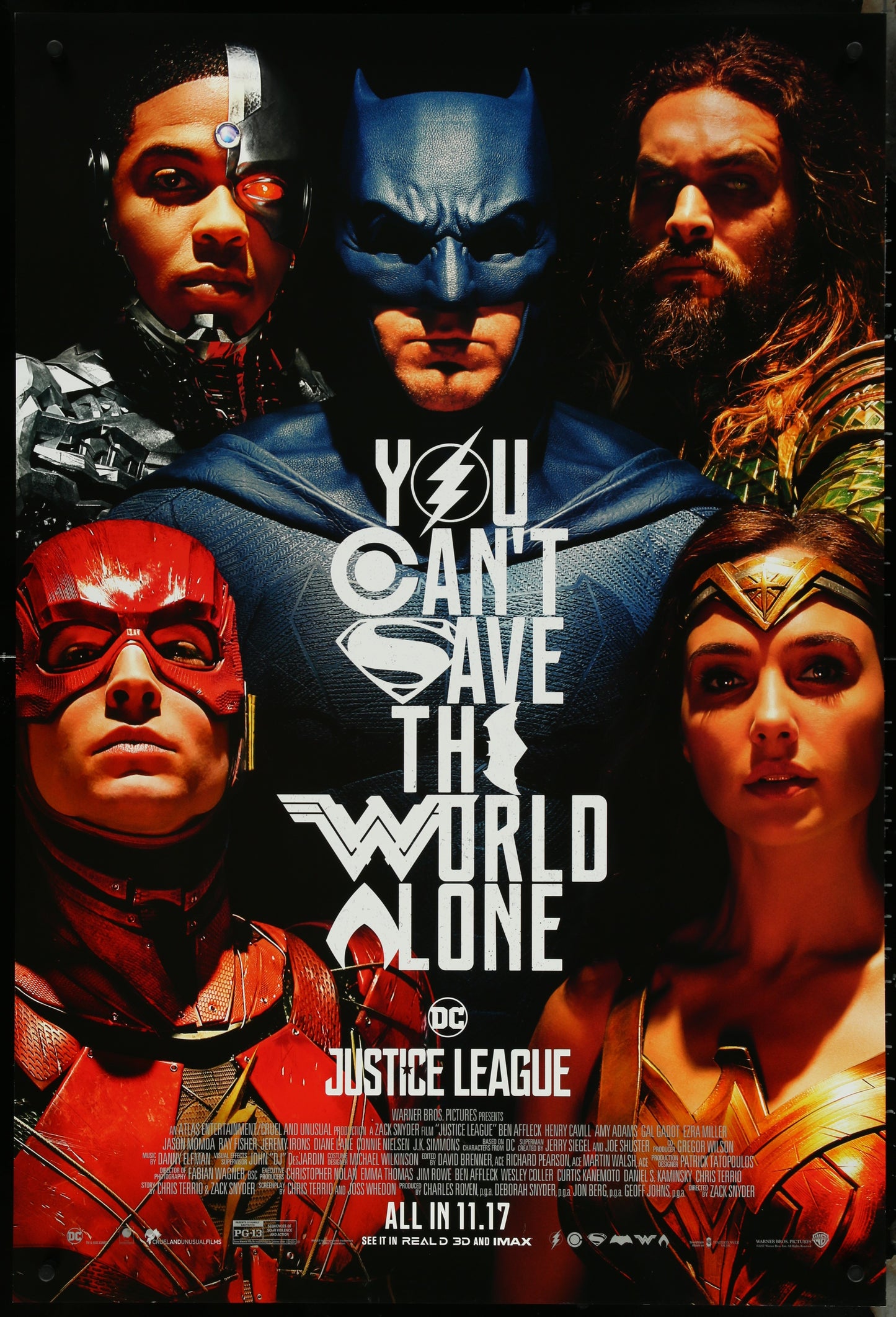 Justice League (2017) Original US One Sheet Movie Poster