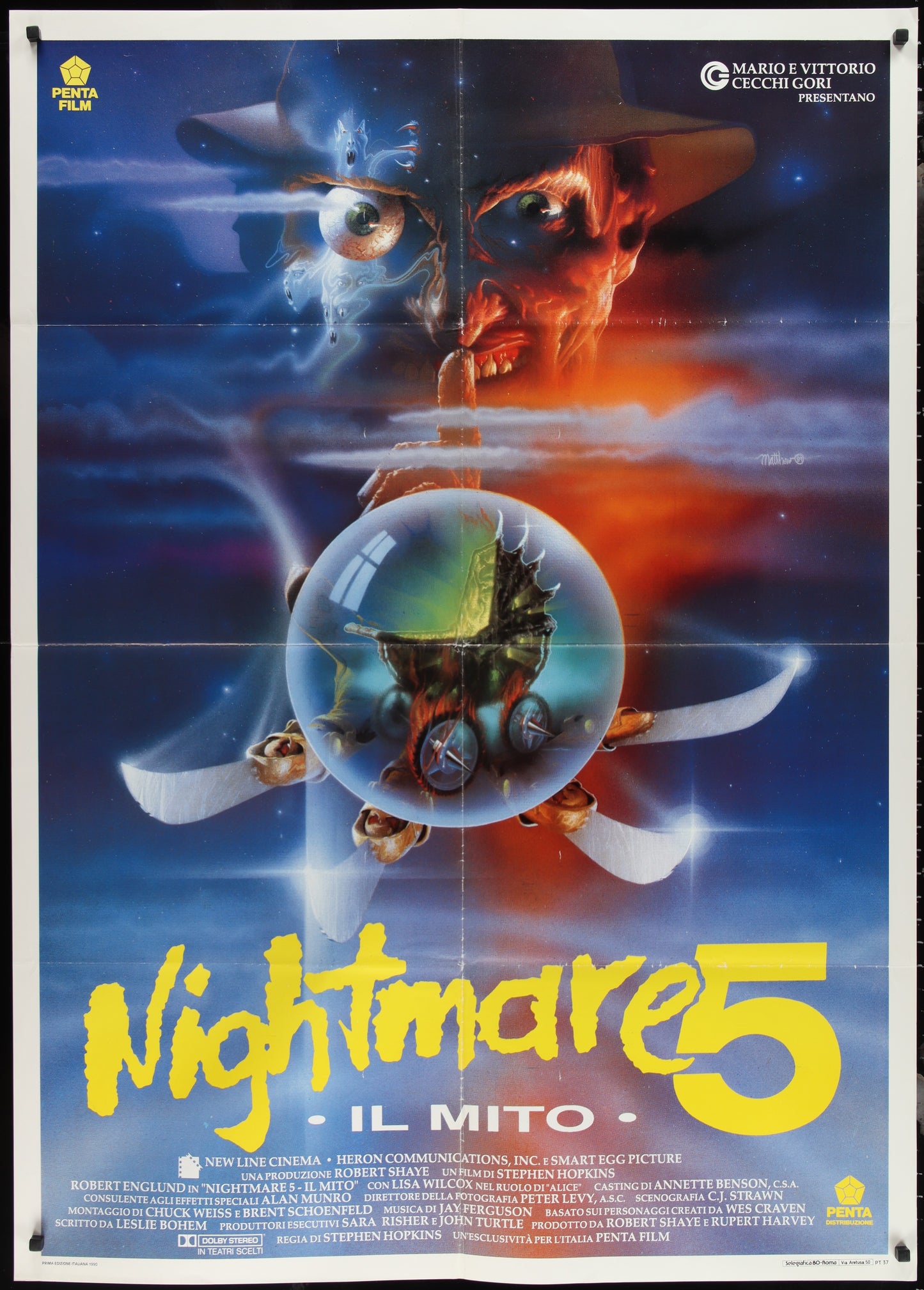 A Nightmare One Elm Street Part 5 - The Dream Child (1989) Original Italian One Panel Movie Poster