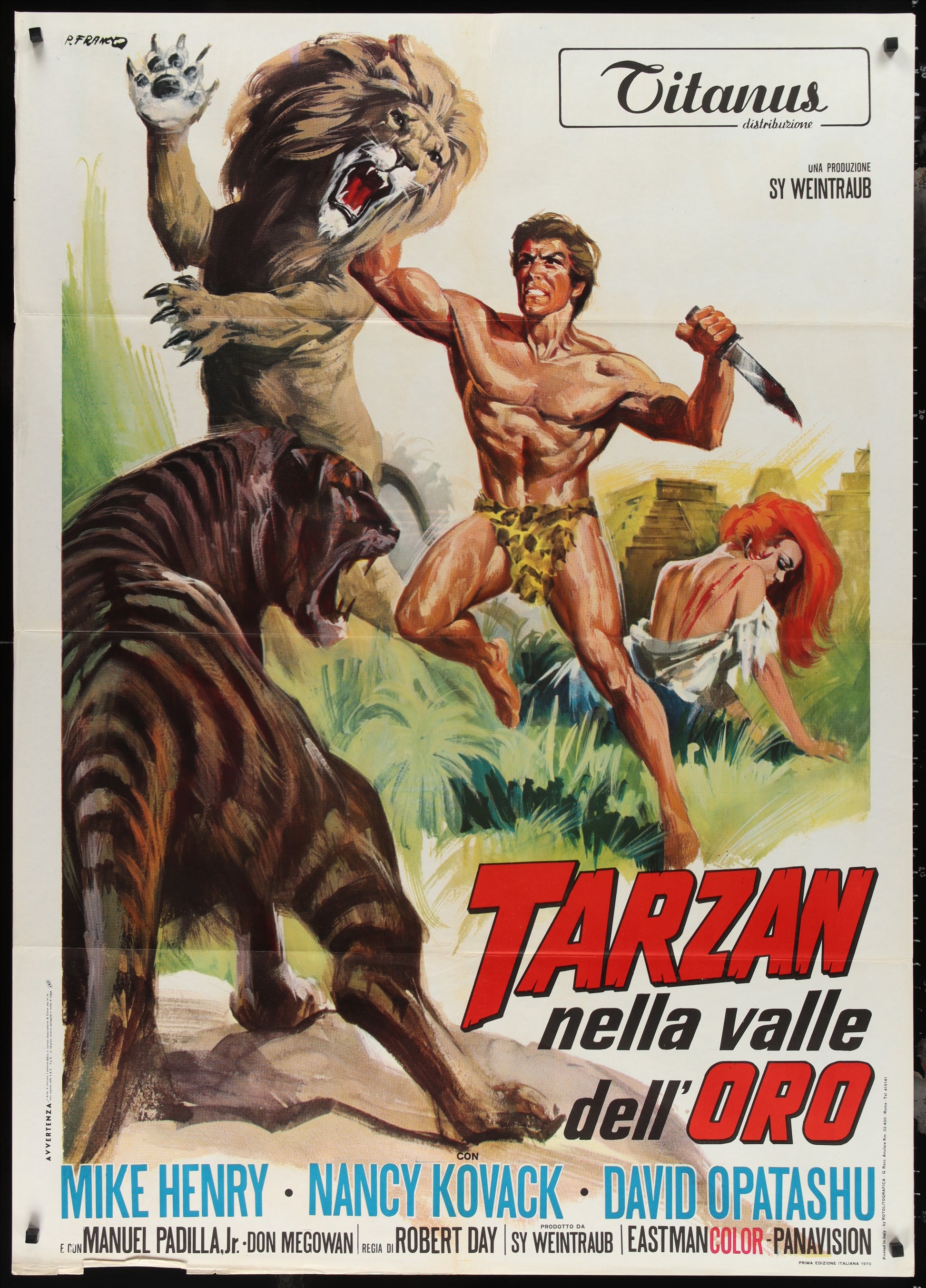 Tarzan And the Valley Of Gold (1966) Original Italian One Panel Movie Poster