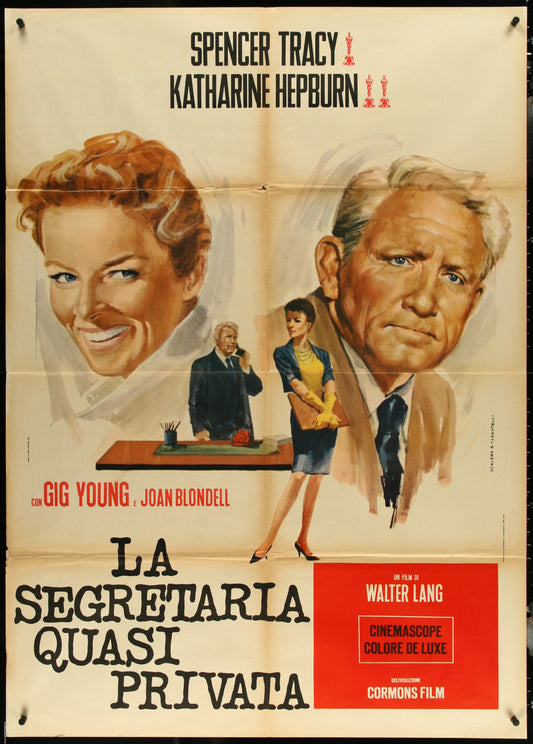 La Segretaria Quasi Privata - Desk Set (1968 Re-Release) Original Italian One Panel Movie Poster