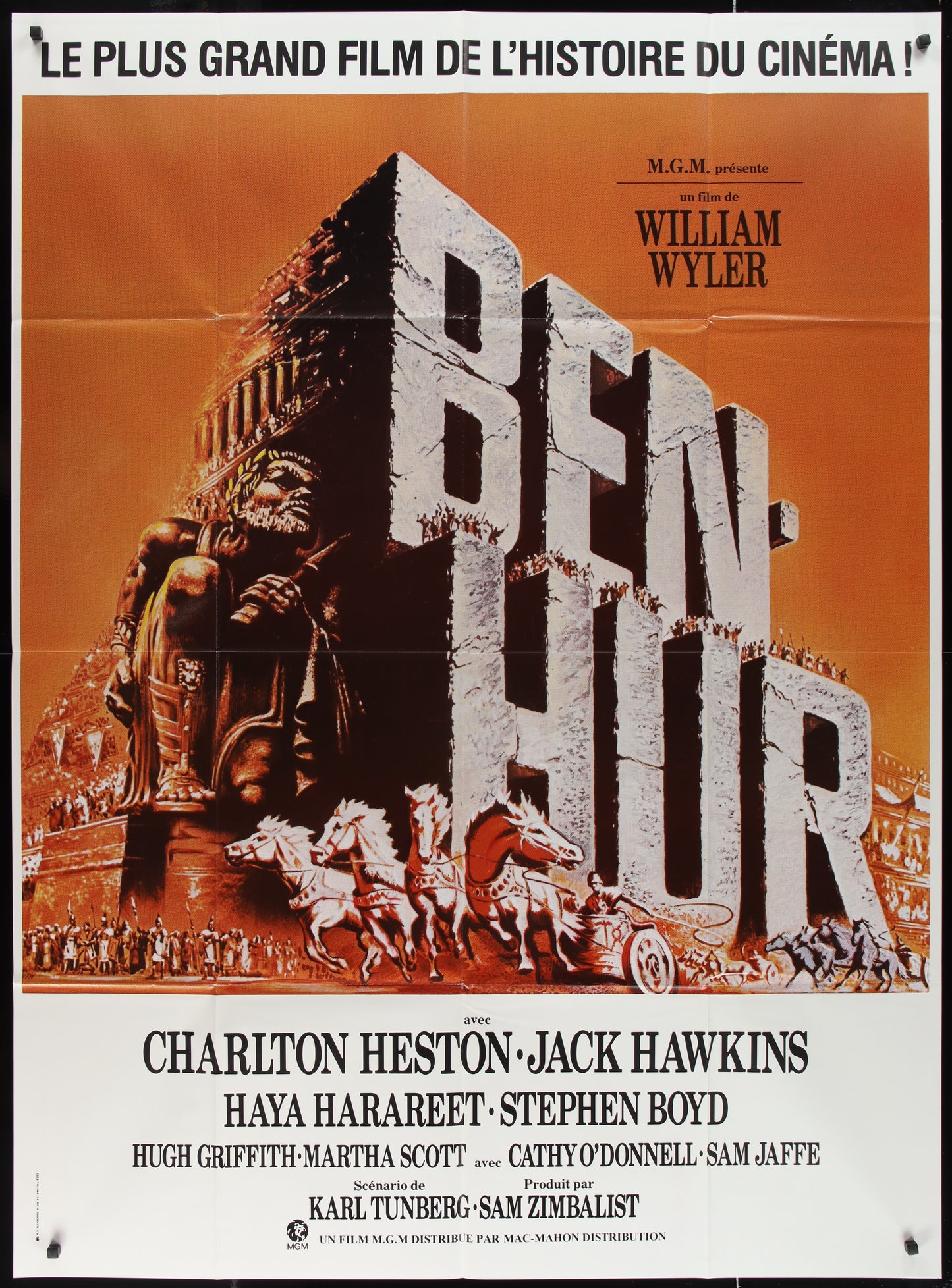 Ben Hur (1990s RR) Original French One Panel Movie Poster