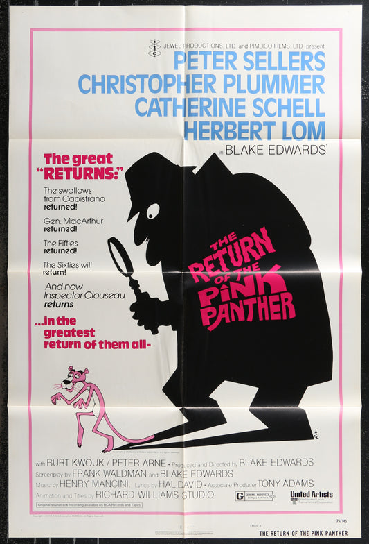 The Return Of The Pink Panther (1975) Original US One Sheet Movie Poster