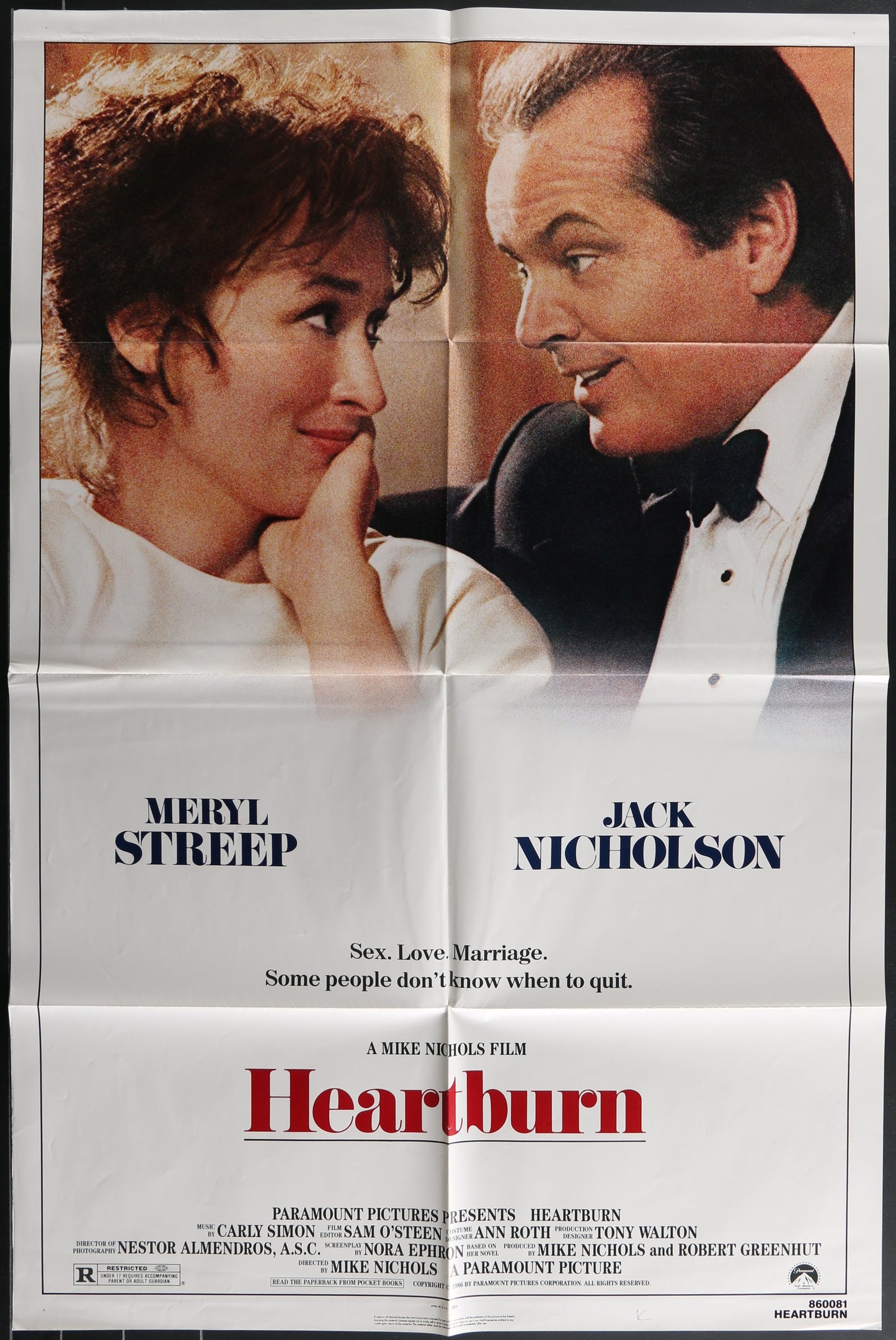 Heartburn (1986) Original US One Sheet Movie Poster