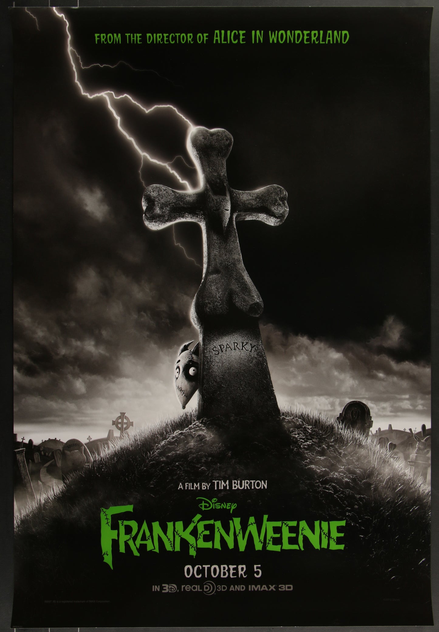 Frankenweenie (2012) Original US One Sheet. Movie Poster