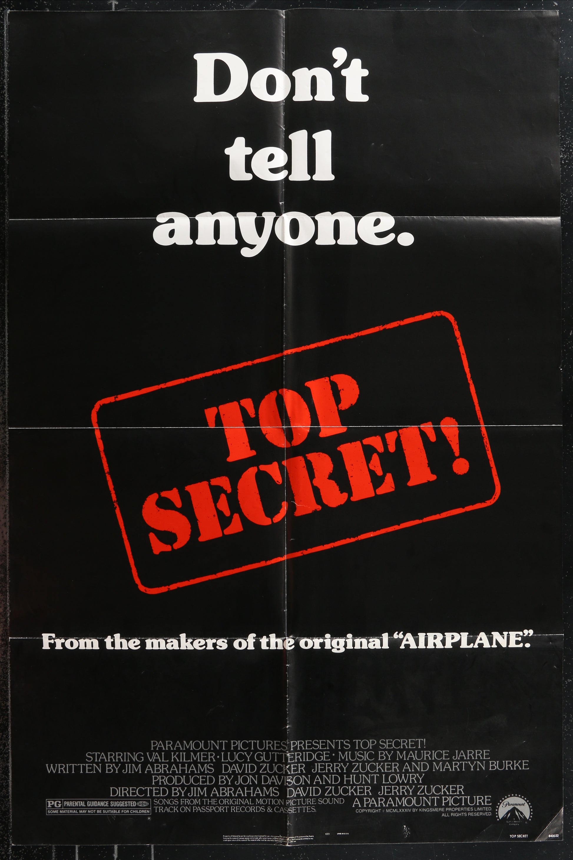 Top Secret! (1984) Original US One Sheet Movie Poster