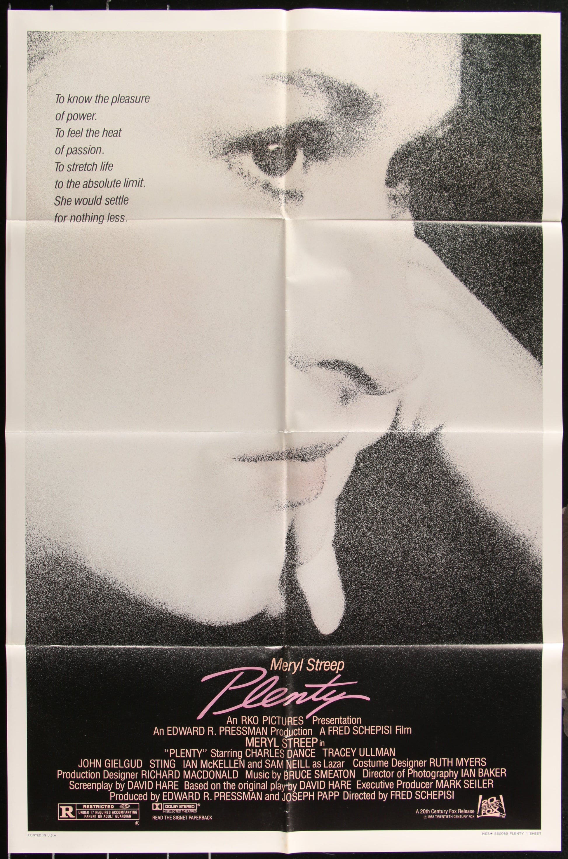 Plenty (1985) Original US One Sheet Movie Poster