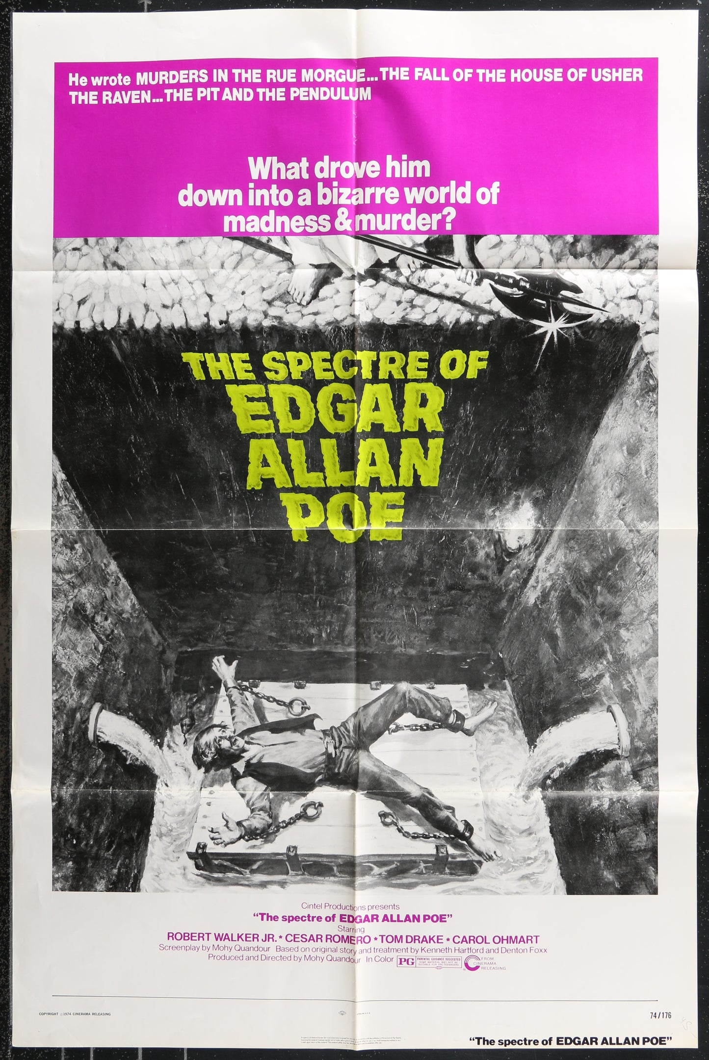 The Spectre Of Edgar Allan Poe (1974) Original US One Sheet Movie Poster