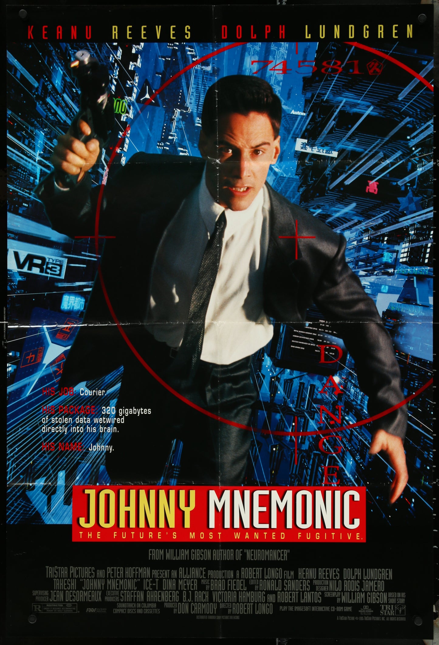 Johnny Mnemonic (1995) Original US One Sheet Movie Poster 