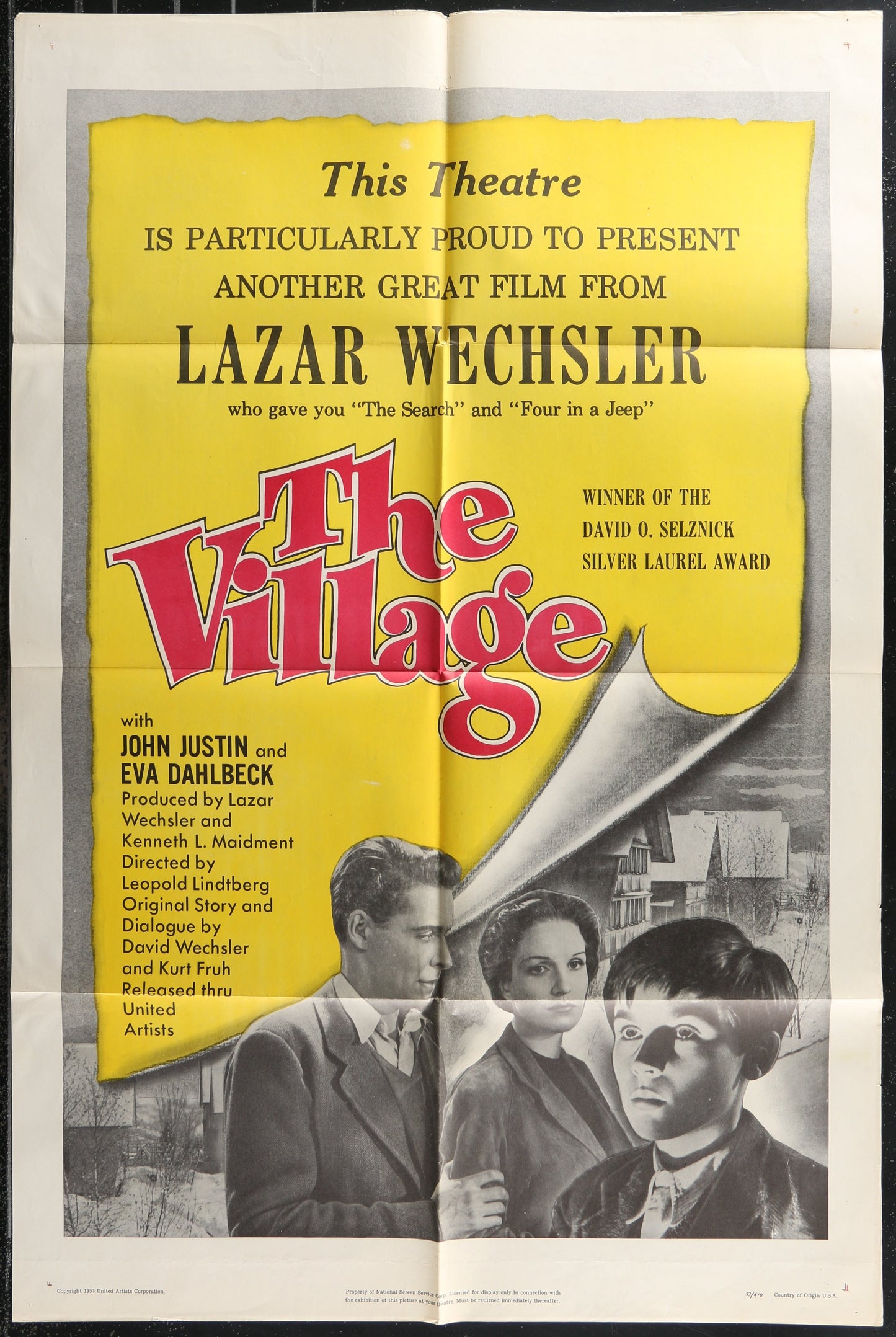 The Village (1953) Original US One Sheet Movie Poster