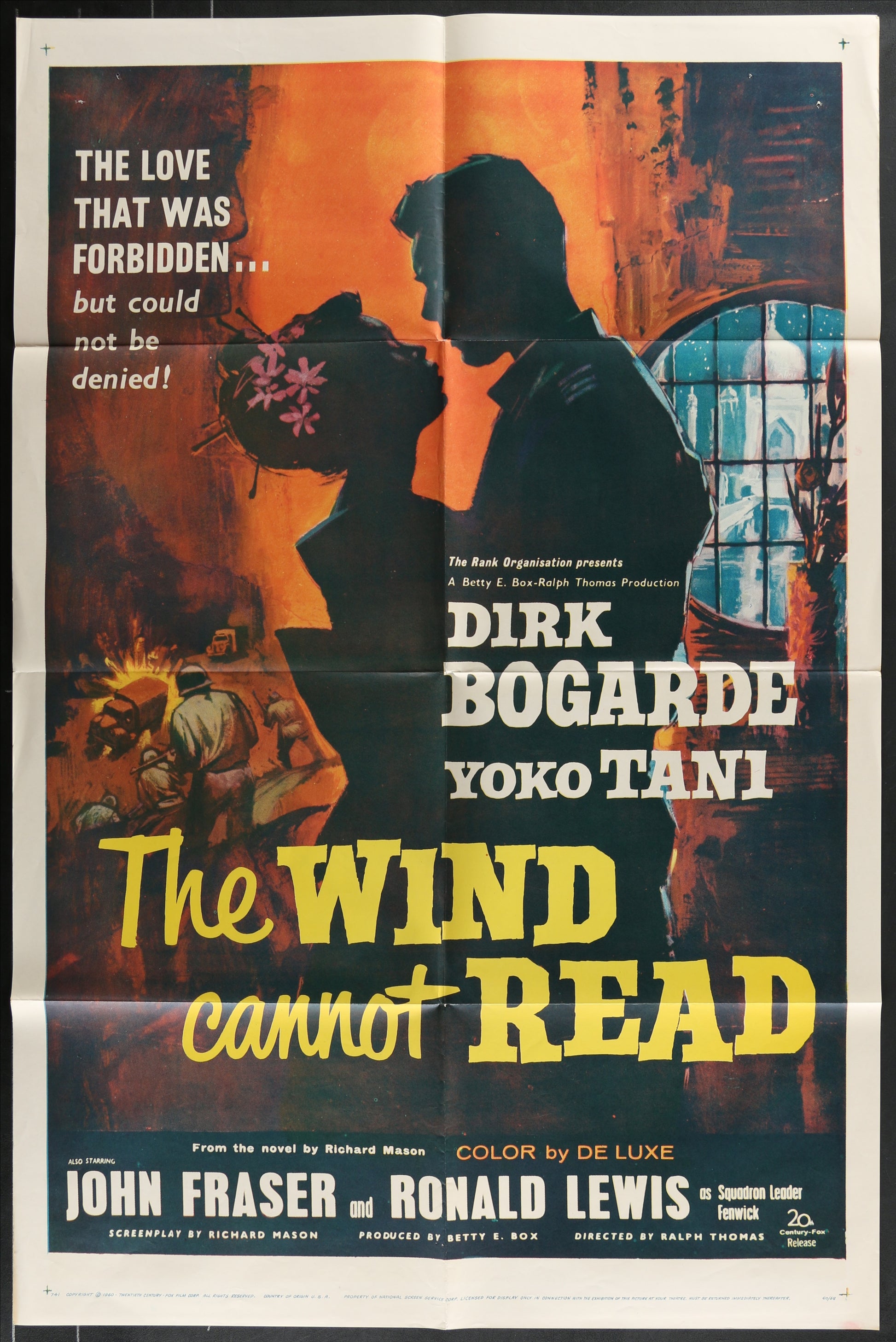 The Wind Cannot Read (1958) Original US One Sheet Movie Poster