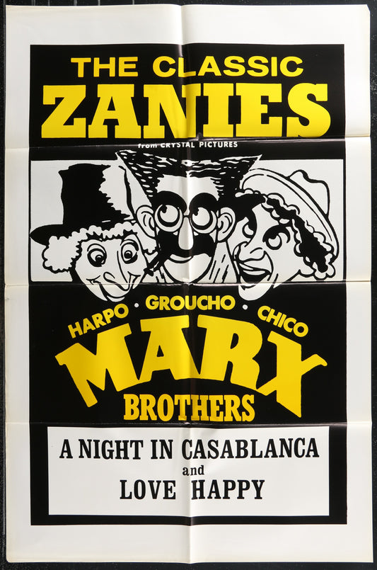 The Classic Zanies - A Night In Casablanca & Love Happy (1970s RR) Original US One Sheet Movie Poster