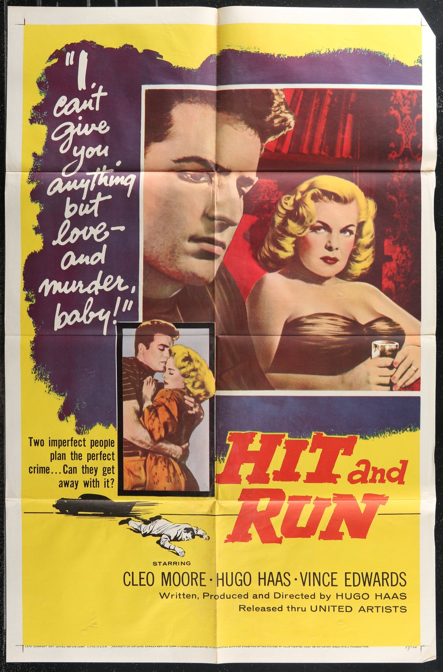 Hit And Run (1957) Original US One Sheet Movie Poster