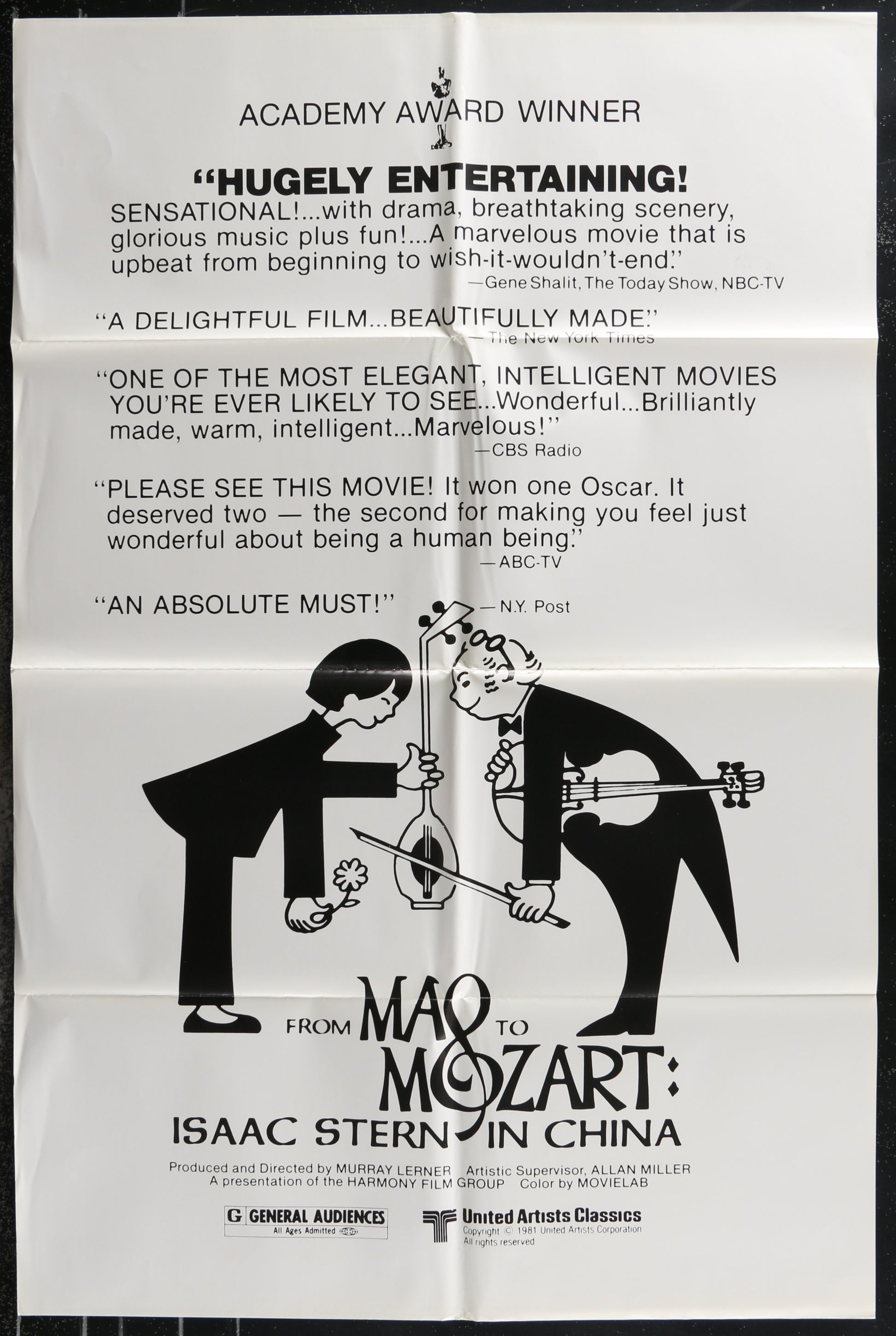 From Mao To Mozart (1981) Original US One Sheet Movie Poster