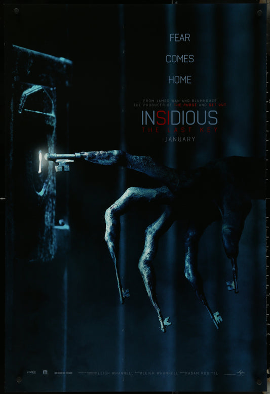 Movie poster for 'Insidious: The Last Key' with a hand reaching through a door
