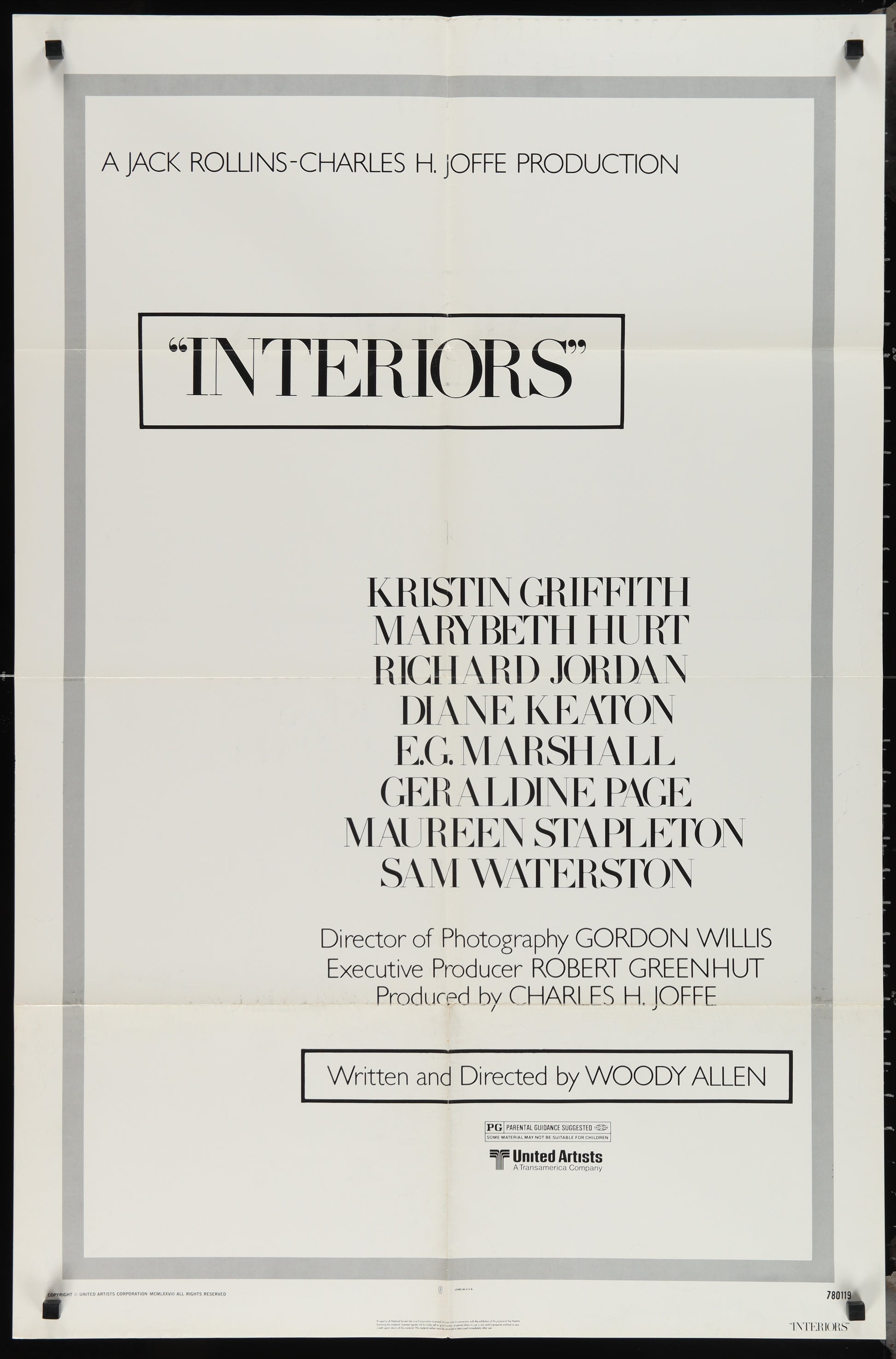 Interiors (1978) Original US One Sheet Movie Poster