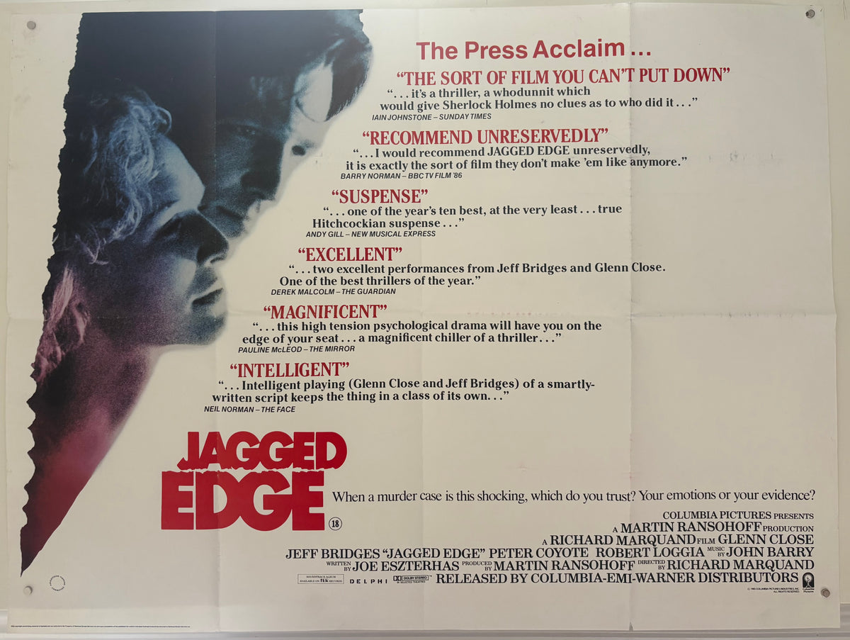 Jagged Edge (1985) Original UK Quad Movie Poster