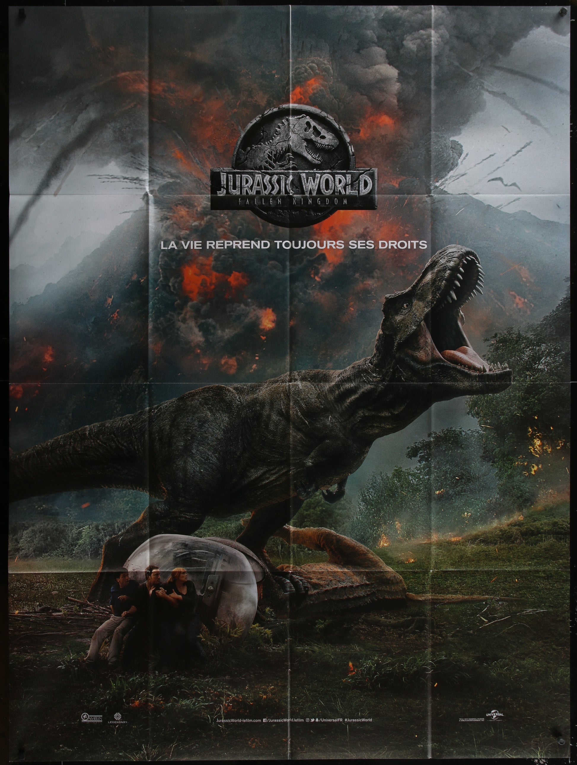Jurassic World: Fallen Kingdom (2018) Original French Grande Teaser Movie Poster 117 x 157 cm
