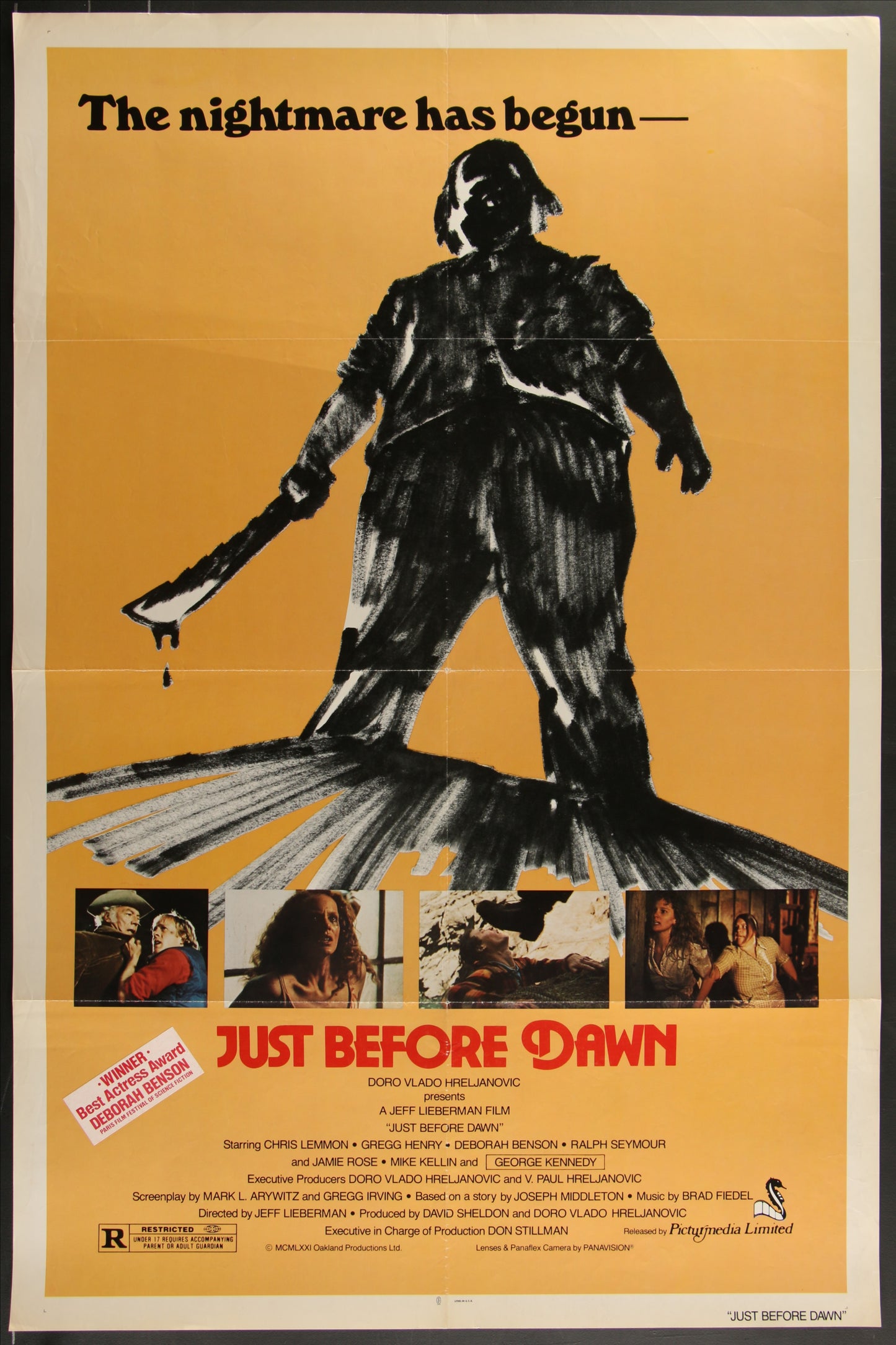 Just Before Dawn (1981) Original US One Sheet Movie Poster 27 x 41
