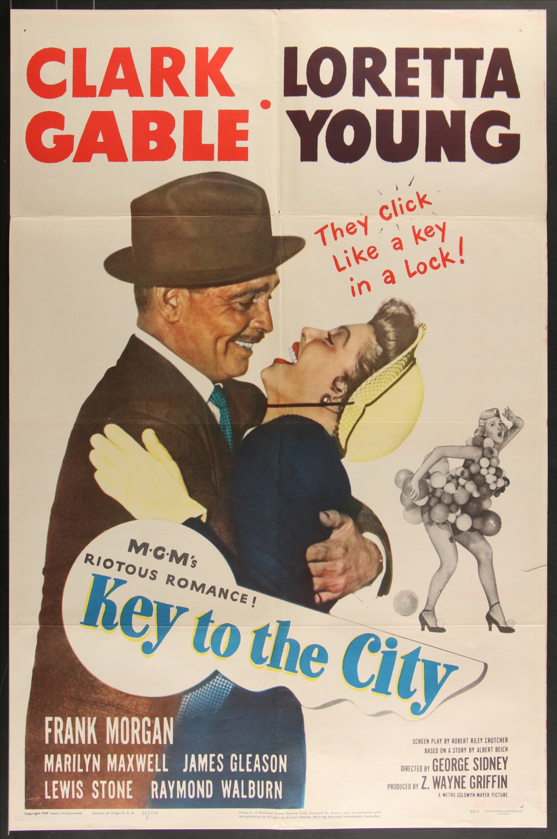 Key to the City (1950) Original US One Sheet Movie Poster 27 x 41

