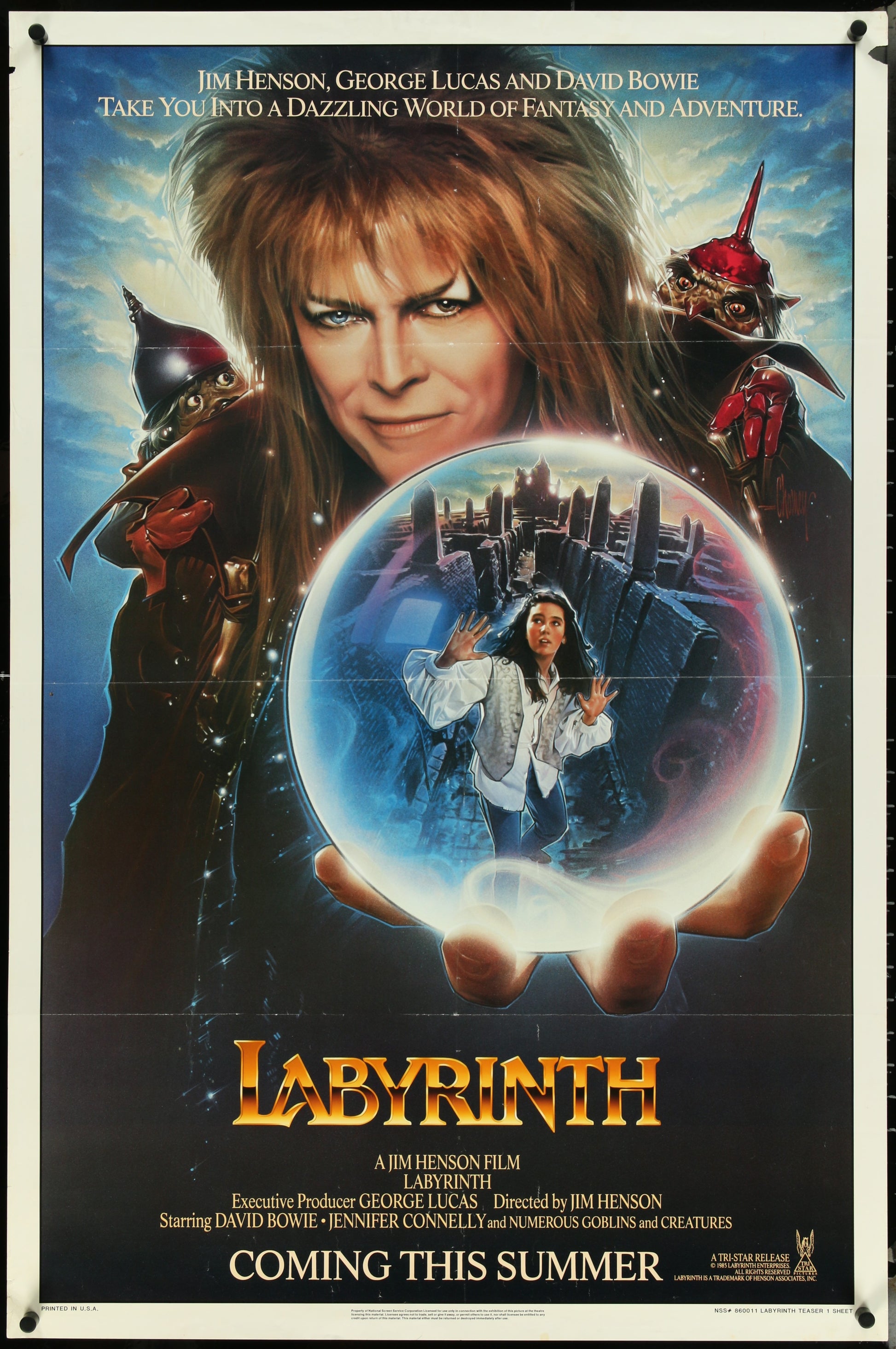 Labyrinth (1986) Original US One Sheet. Movie Poster