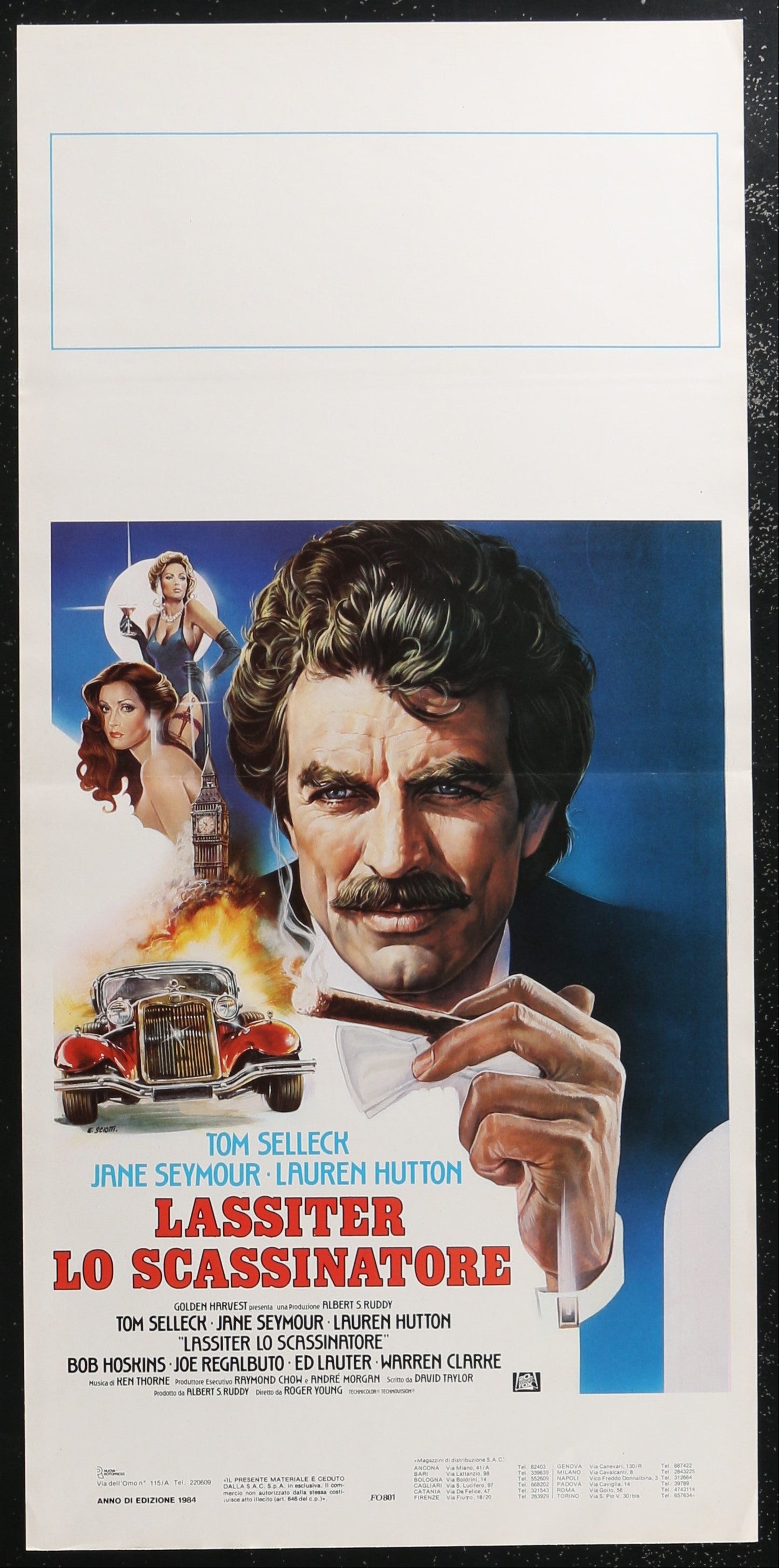 Lassiter (1984) Original Italian Locandina Movie Poster 34 x 70 cm