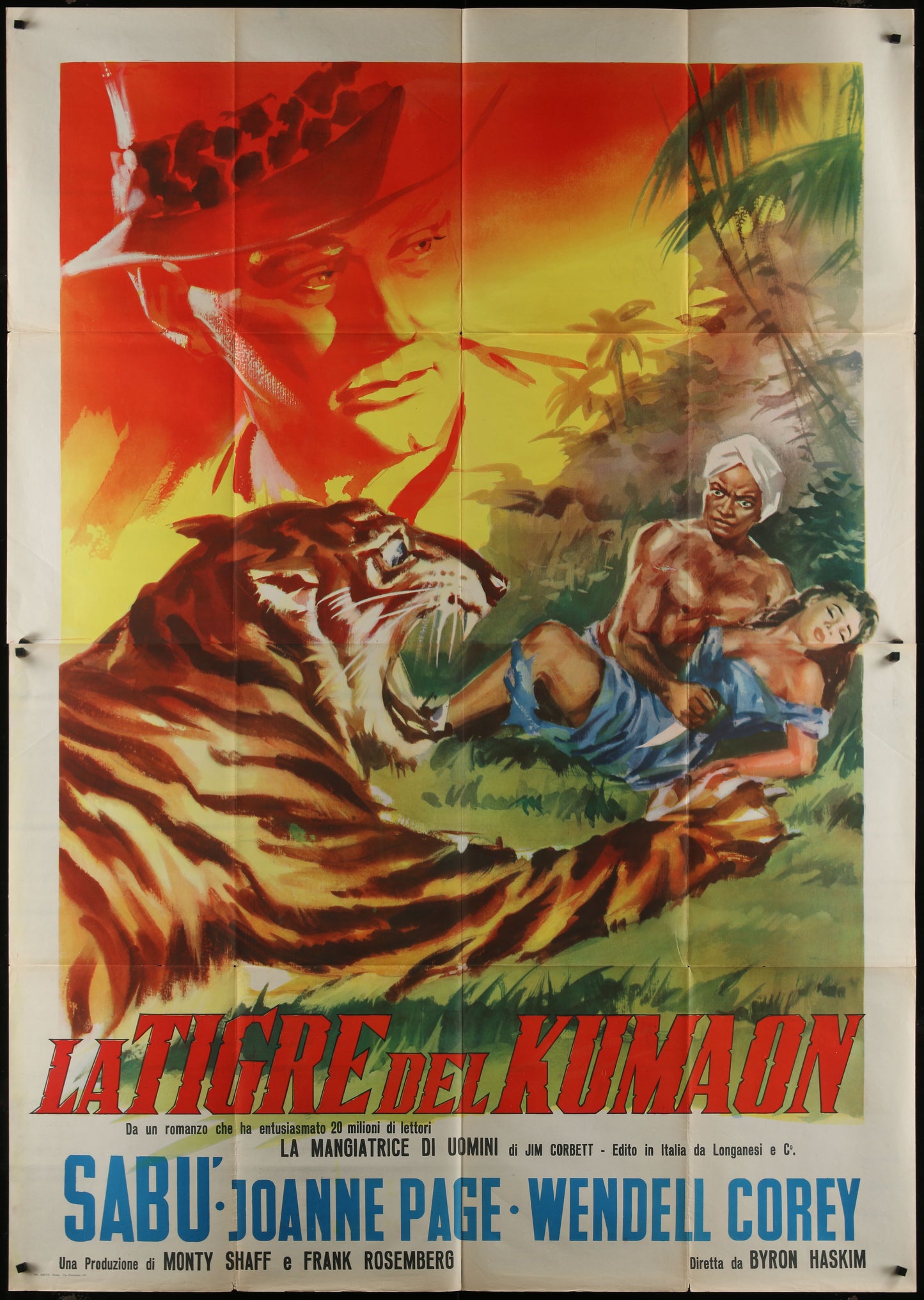 Man-Eater of Kumaon (1960s RR) Original Italian Two-Panel Movie Poster 55 x 78
