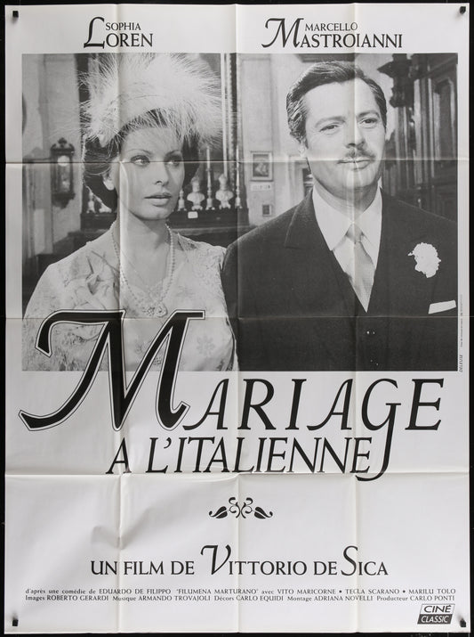 Marriage Italian Style (2000s RR) Original French One Panel Movie Poster 47 x 63
