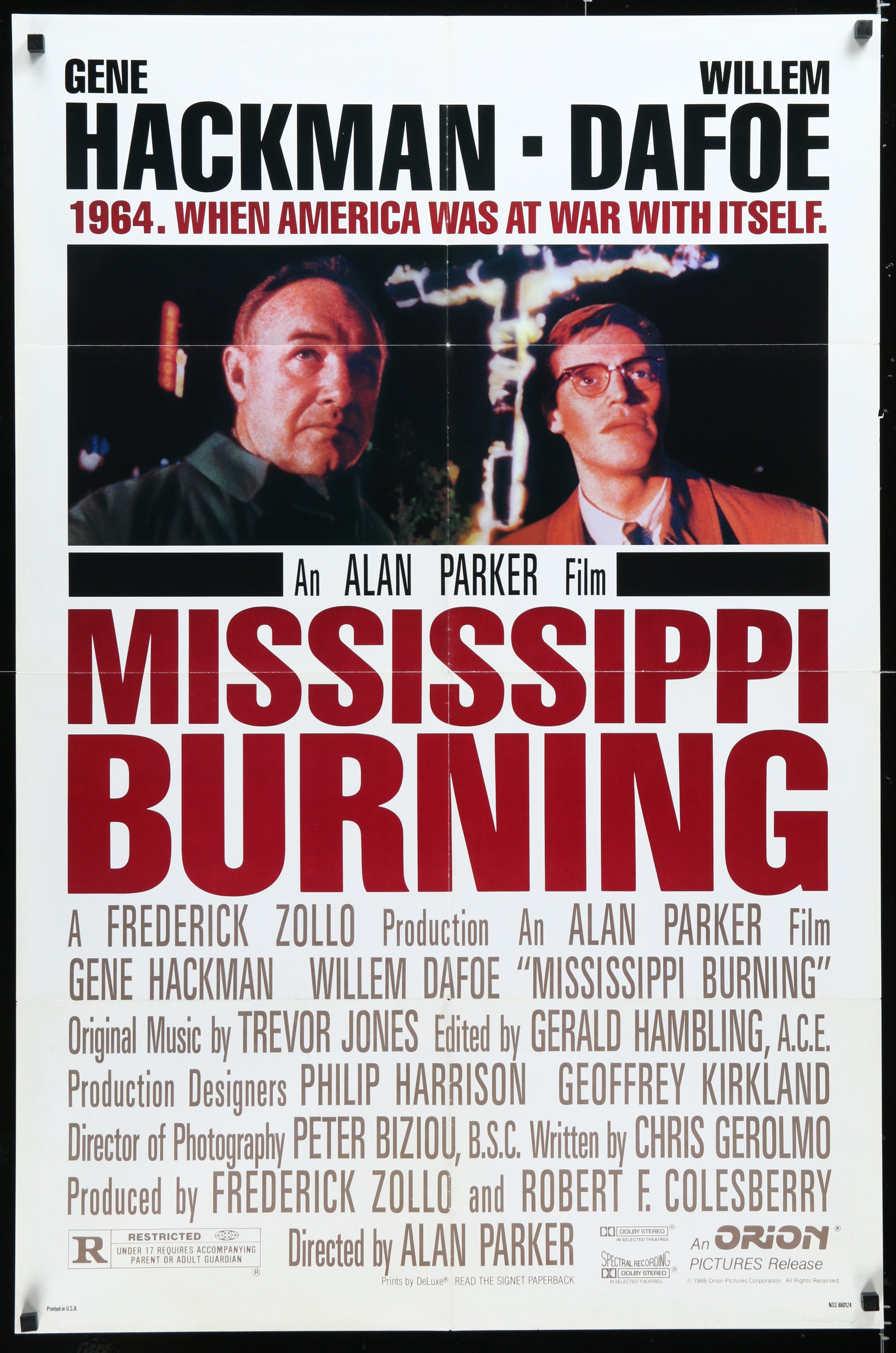 Mississippi Burning (1988) Original US One Sheet Movie Poster