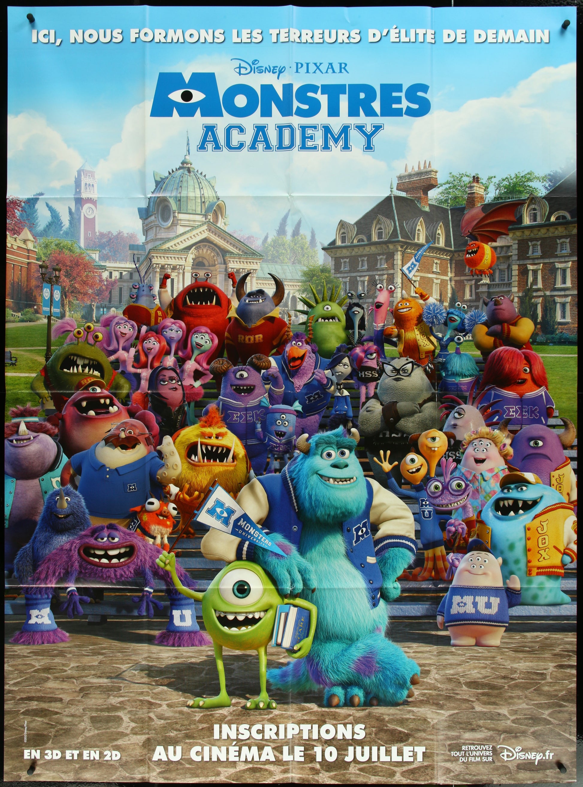 Monster University (2013) Original French One Panel Movie Poster - Disney - Pixar
