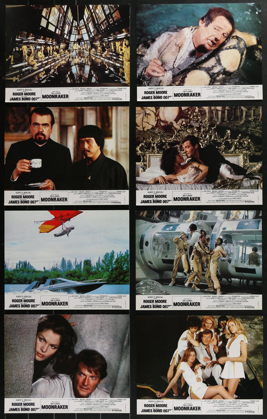Moonraker (1979) Original French Lobby Card Set (8 Cards) 8.5 x 10.75