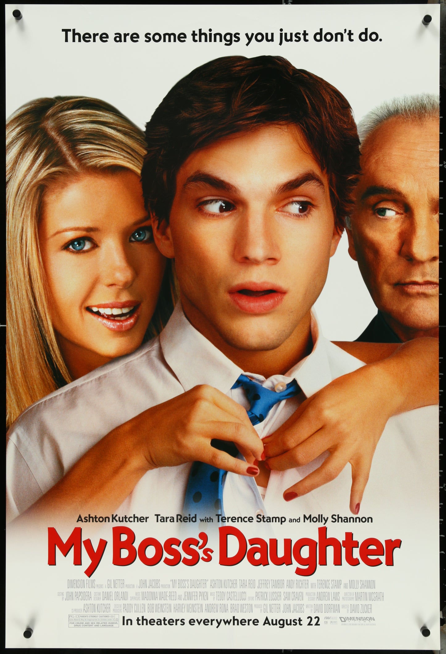 Movie poster for 'My Boss's Daughter' featuring three characters with text about not doing certain things.