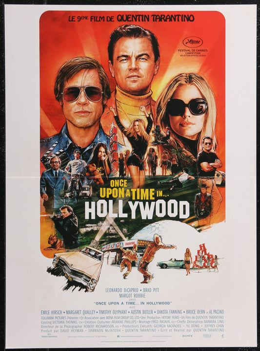 Movie poster for Quentin Tarantino's 'Once Upon a Time in Hollywood' featuring Brad Pitt, Leonardo DiCaprio and Margot Robbie.
