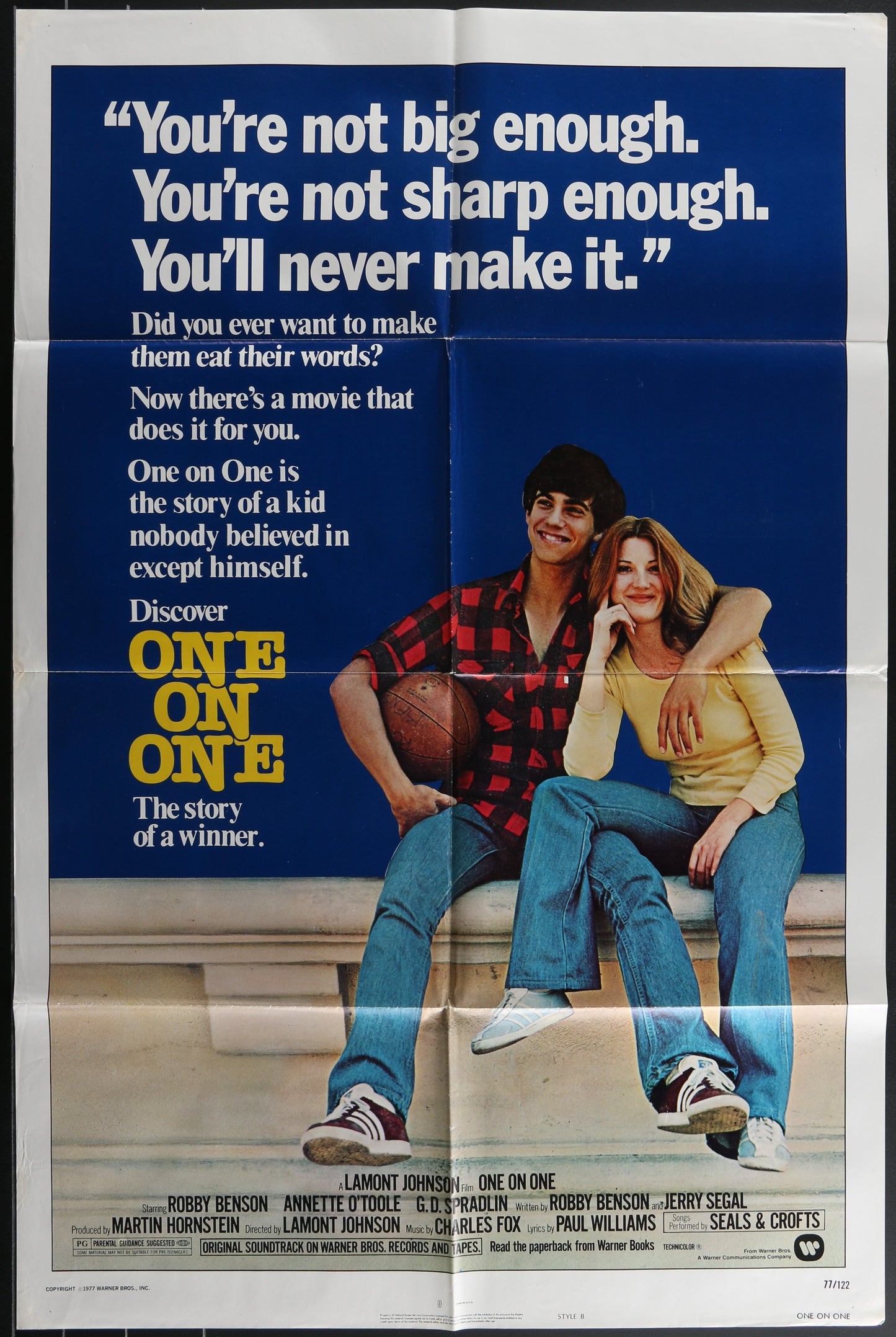 Original US one-sheet movie poster for 'One On One' featuring images of the main characters with a basketball background, and a quote from the movie.