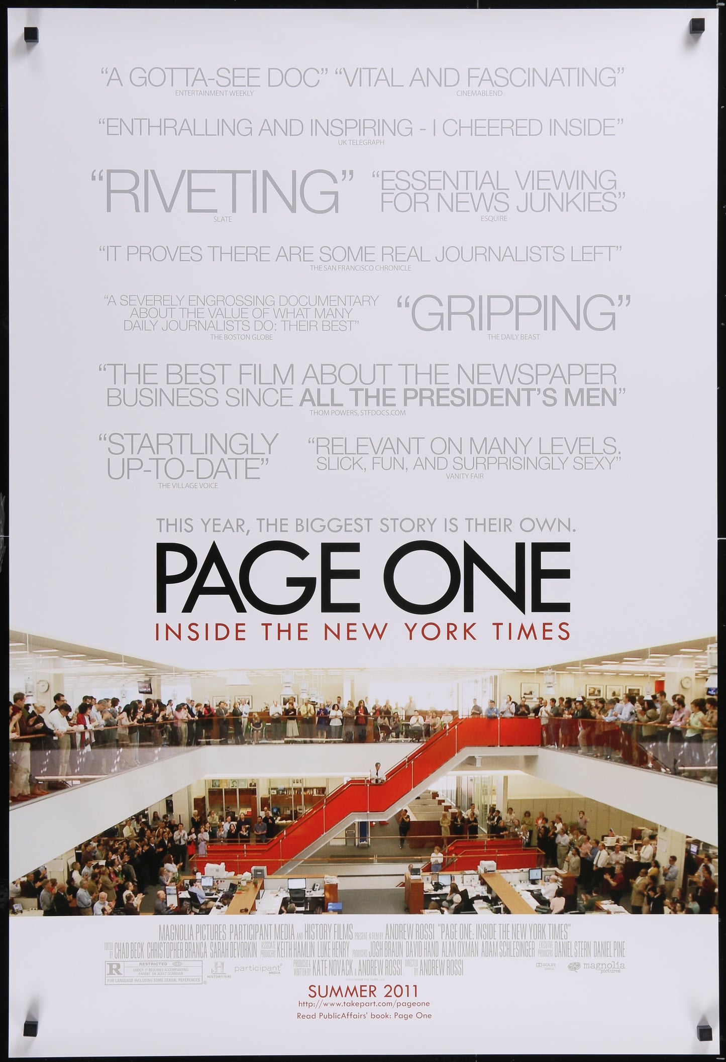 Page One (2011) Original US One Sheet Advance Movie Poster 27 x 40