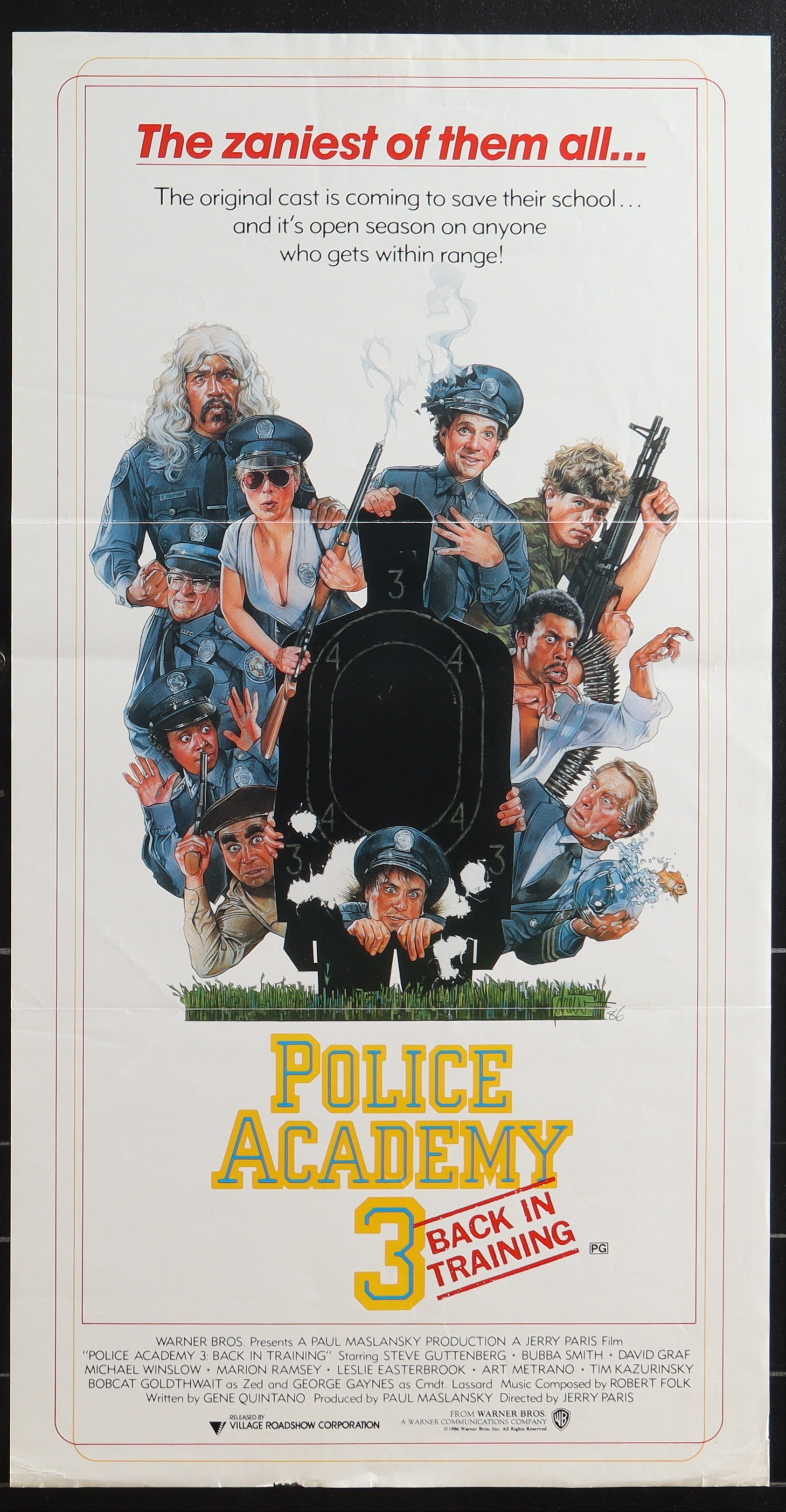 Police Academy 3: Back In Training (1986) Original Italian Locandina Movie Poster