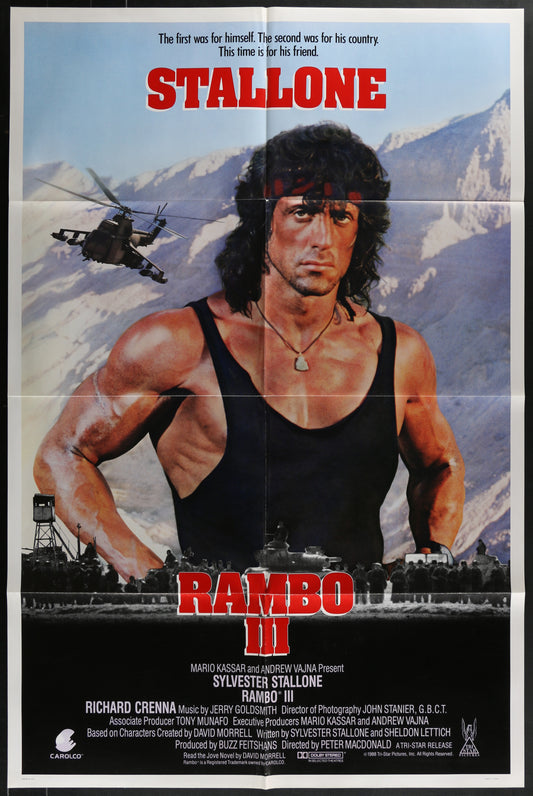 Rambo III (1988) Original US One Sheet Movie Poster 27 x 41