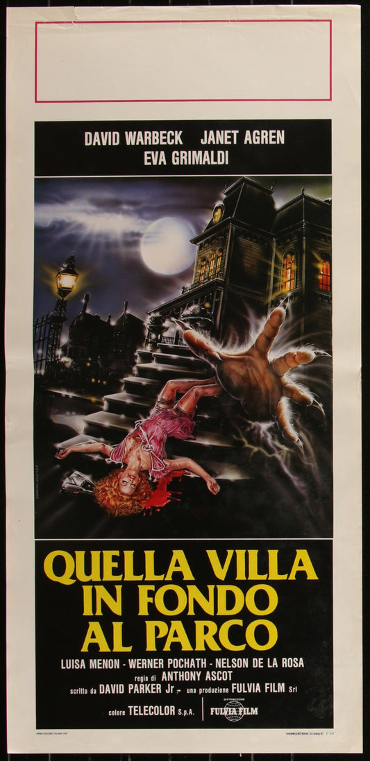 Original Italian Locandina movie poster for the 1988 horror thriller 'Rat Man' featuring artwork with characters and a spooky house at night.