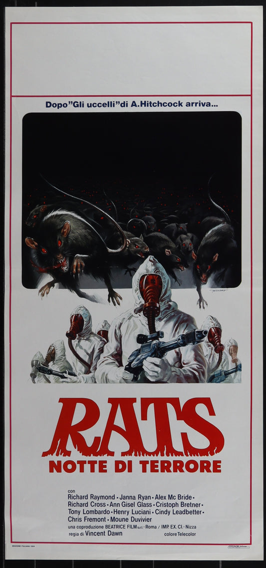 Original Italian Locandina movie poster for the film 'Rats' featuring a horror genre scene with rats and characters, predominantly in red and black colors.