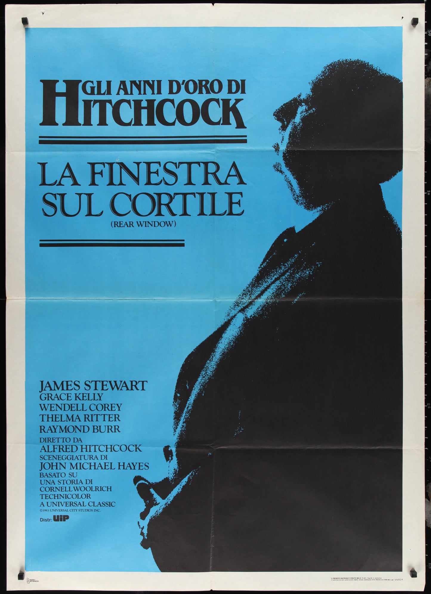 Rear Window (1984 RR) Original Italian One Panel Movie Poster 39 x 55