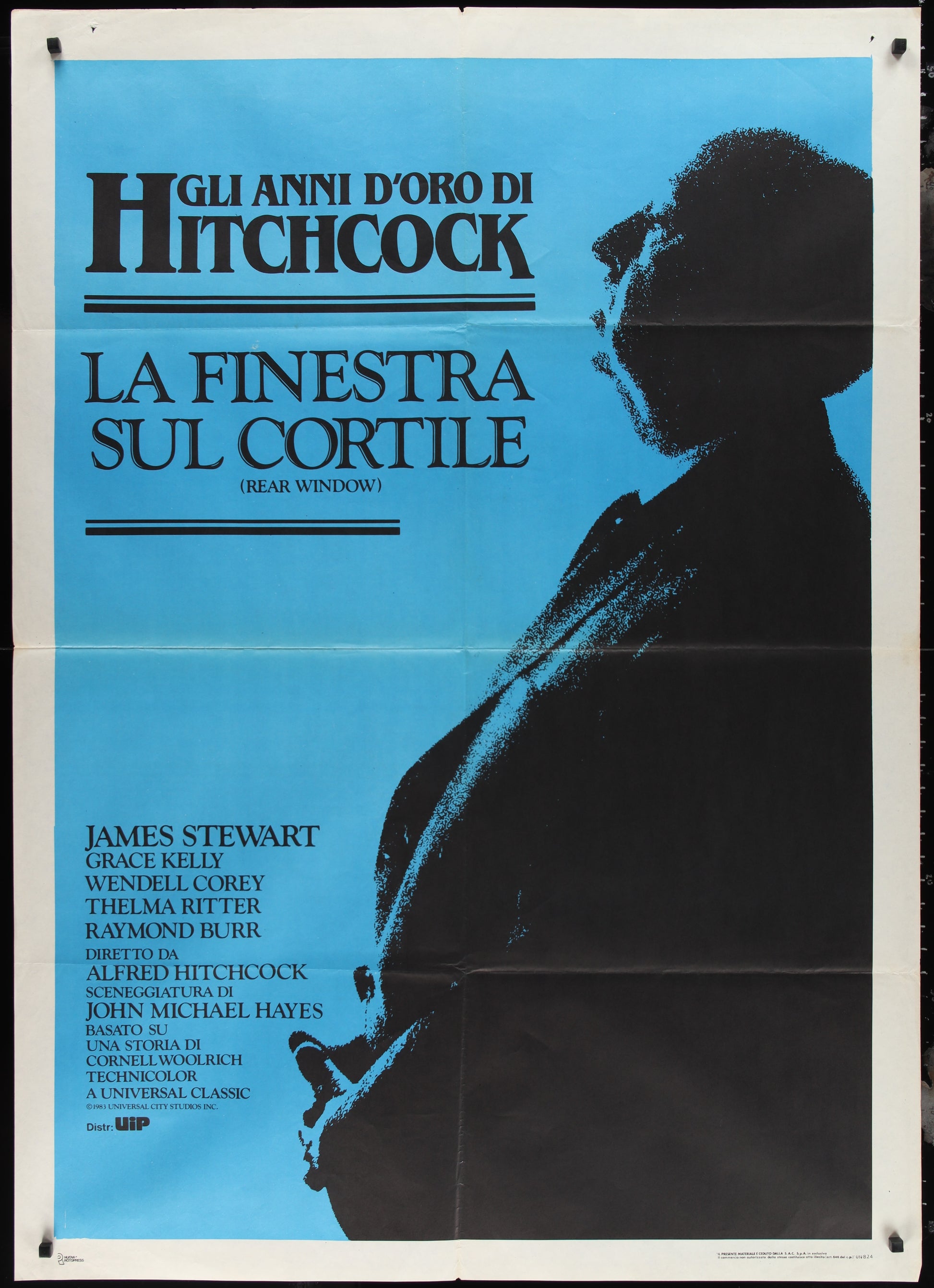 Rear Window (1984 RR) Original Italian One Panel Movie Poster 39 x 55
