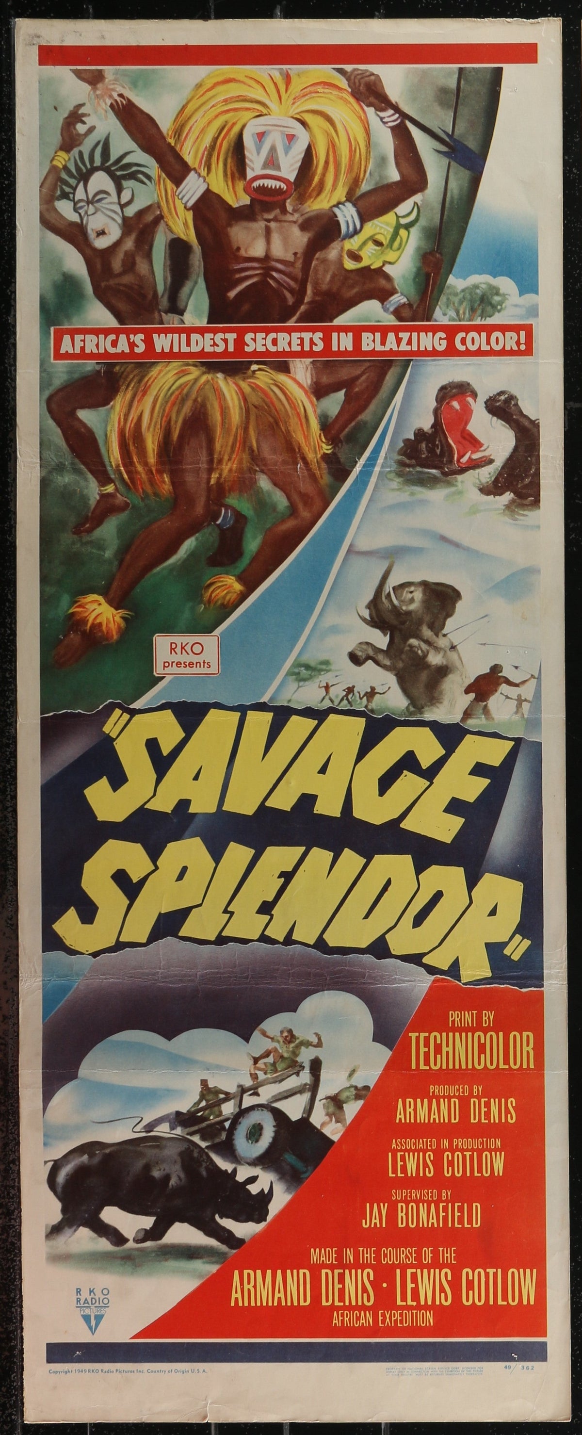 Savage Splendor (1949) Original US Insert Movie Poster 14 x 36 in