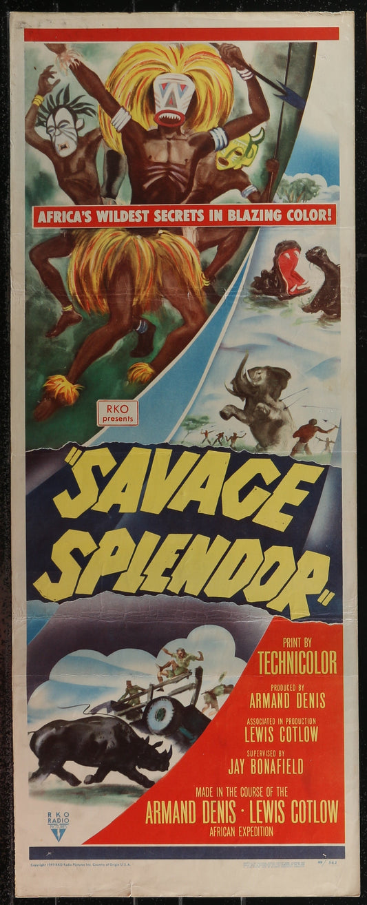 Savage Splendor (1949) Original US Insert Movie Poster 14 x 36 in