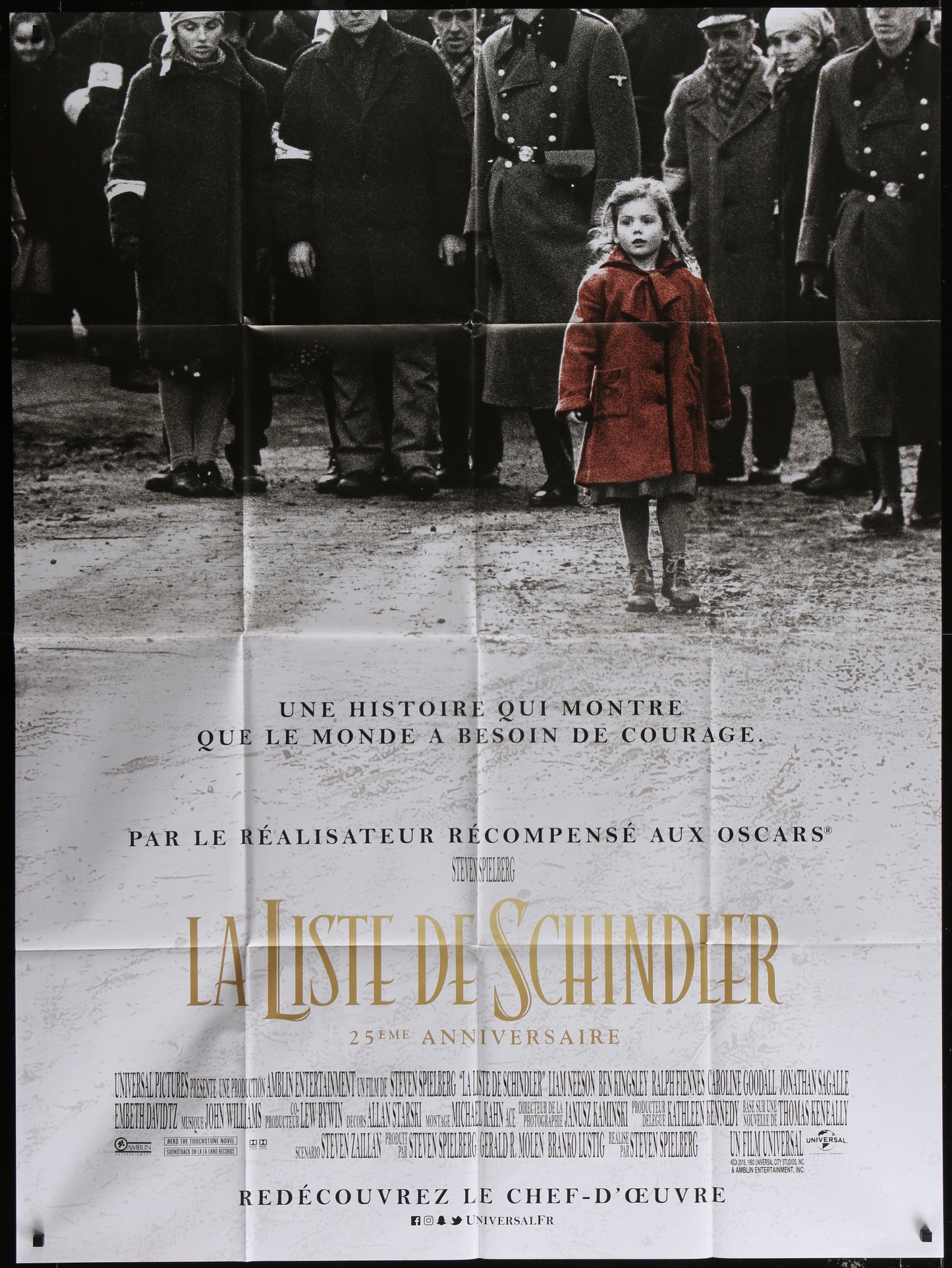 Schindler's List (2018 RR) Original French Grande Movie Poster 117 x 157 cm