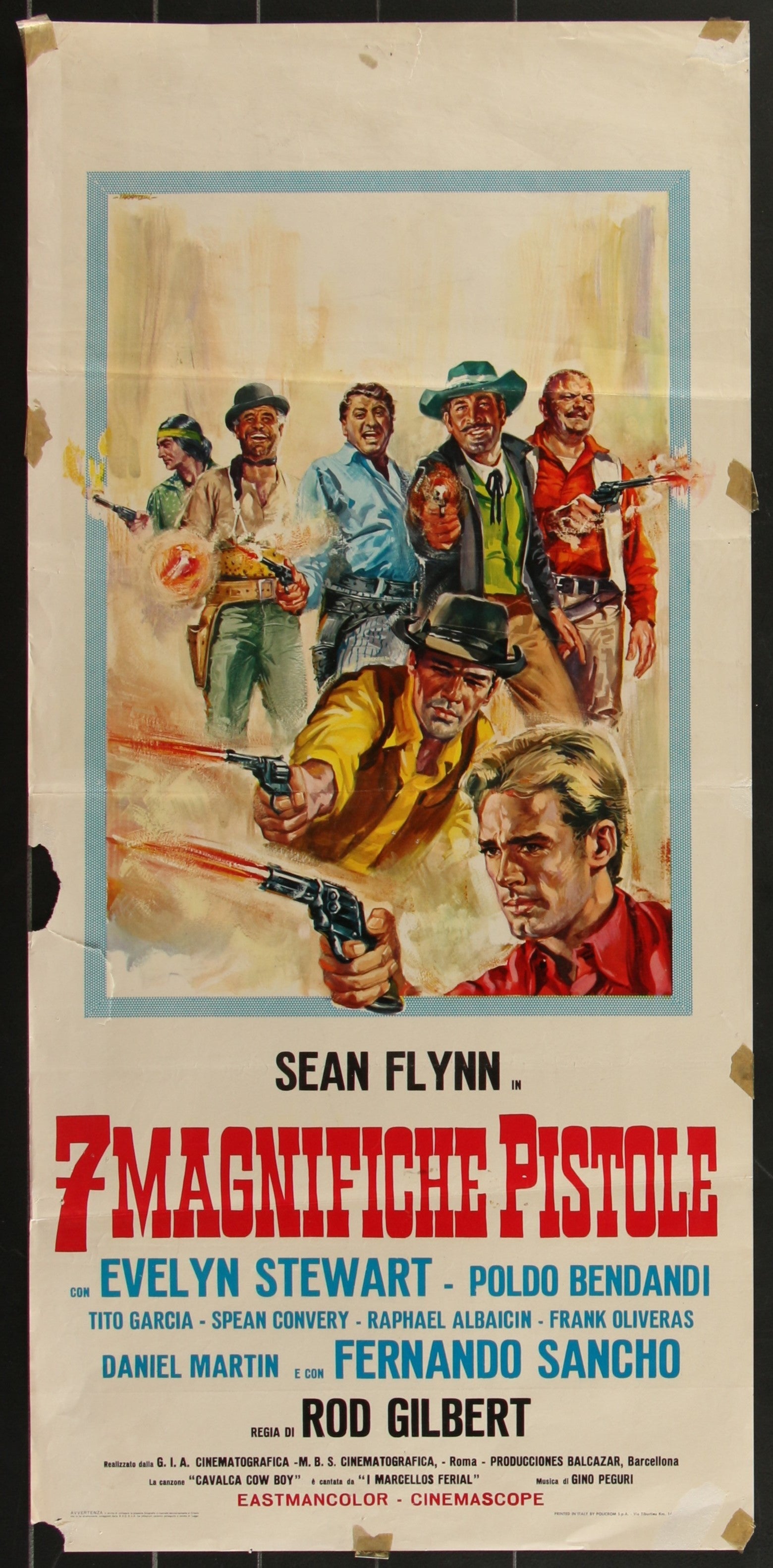 Seven Magnificent Guns (1966) Original Italian Locandina Movie Poster