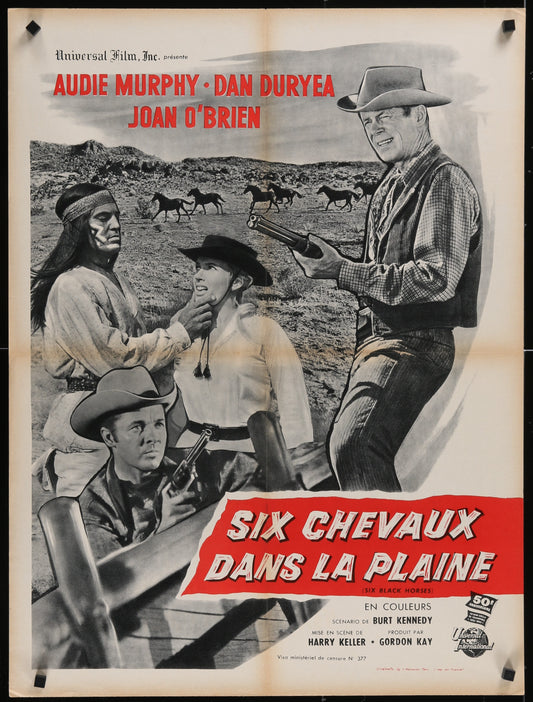 Six Black Horses (1962) Original French Affiche Movie Poster