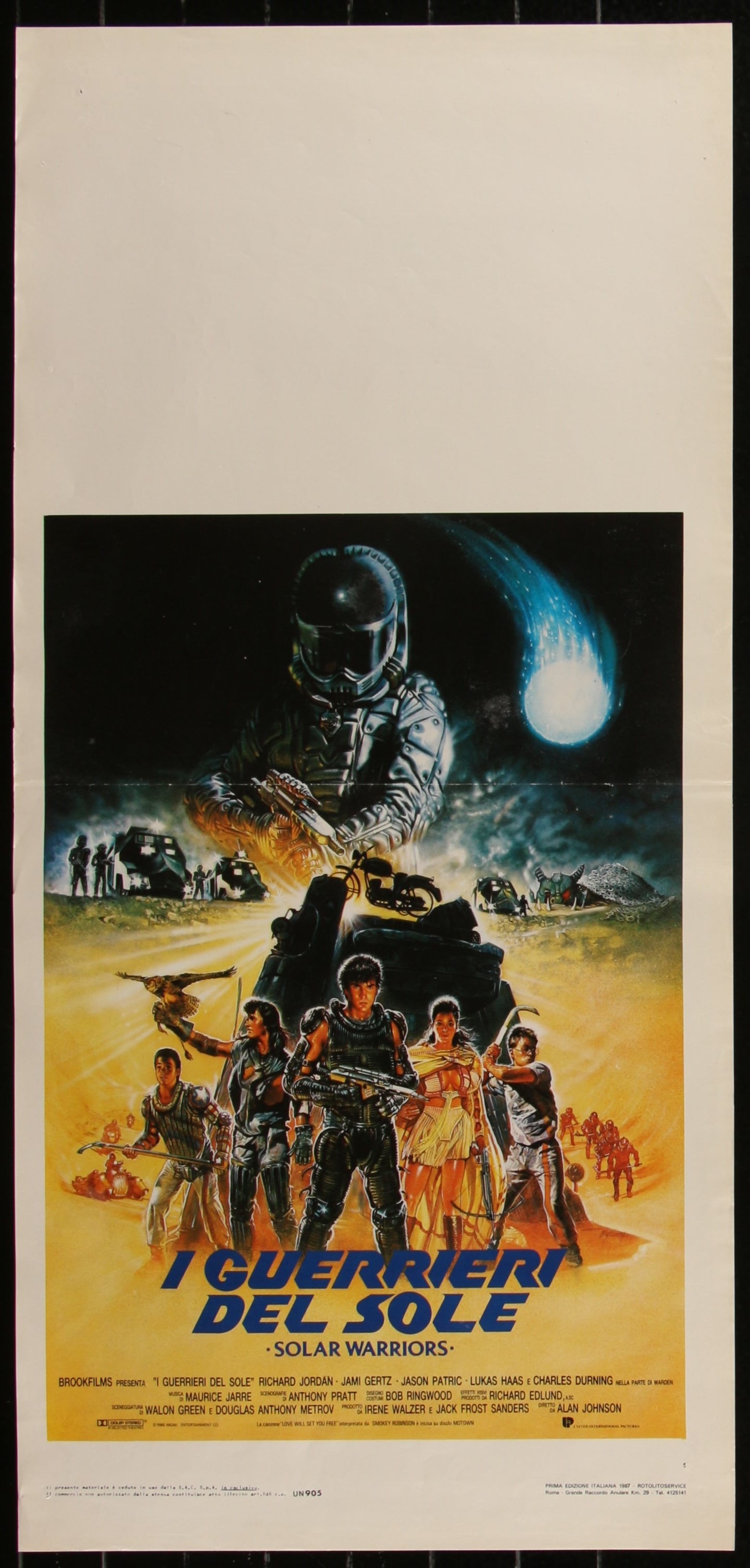 Original Italian movie poster for 'Solarbabies' (1986) featuring characters and a space-themed backdrop.