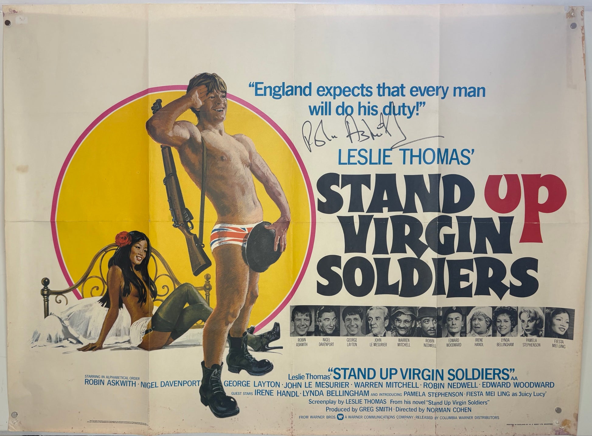 Stand Up Virgin Soldiers (1977) Original British Quad Signed Movie Poster 30 x 40