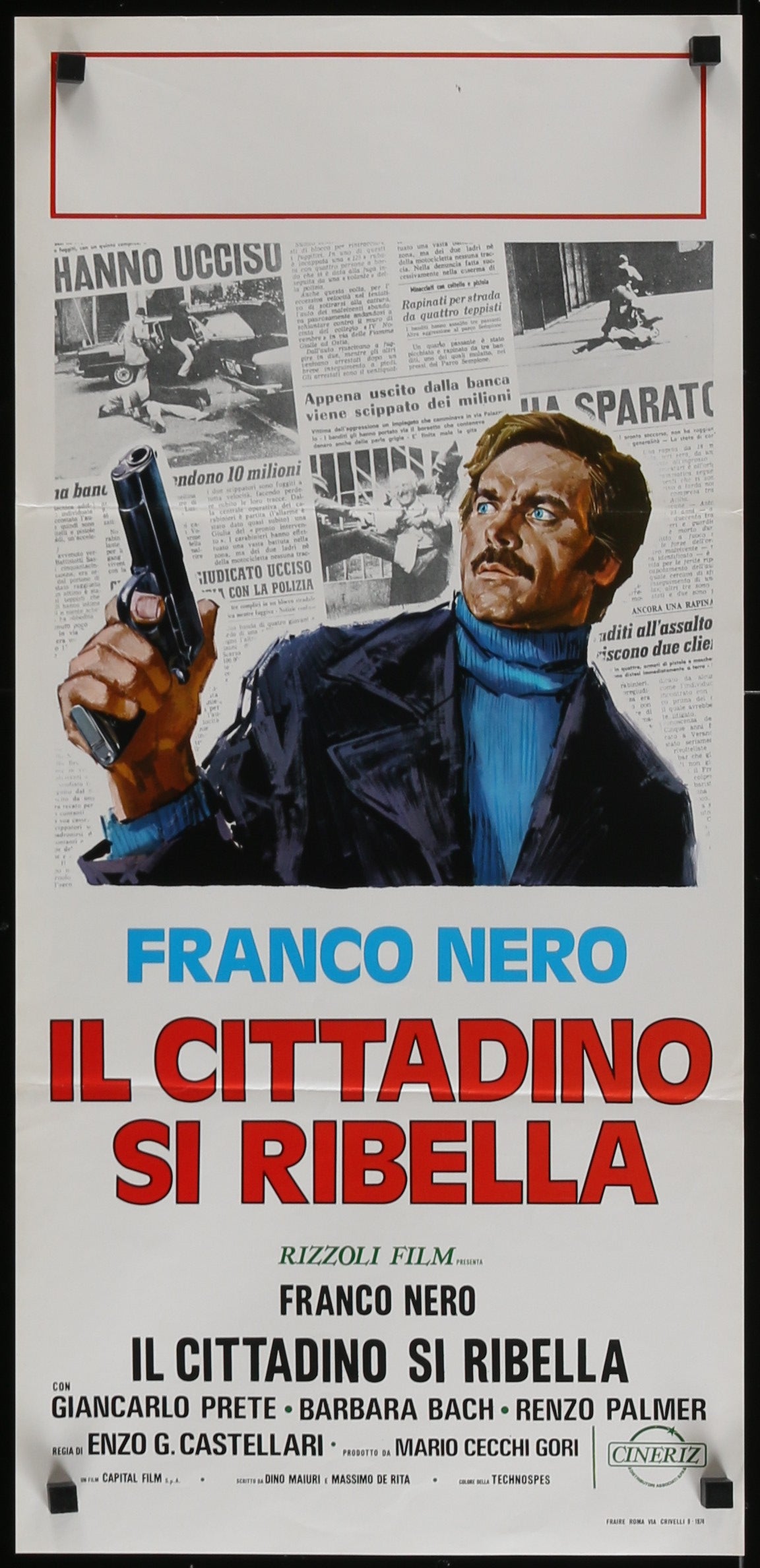Street Law (1974) Original Italian Locandina Movie Poster 13.25 x 27.75