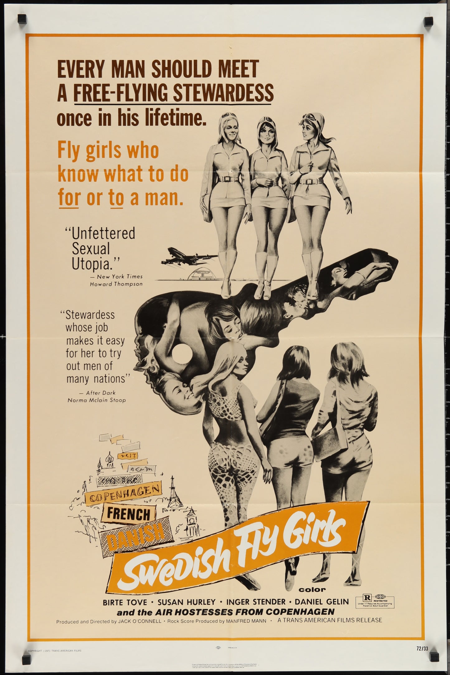 Swedish Fly Girls (1972) Original US One Sheet Movie Poster