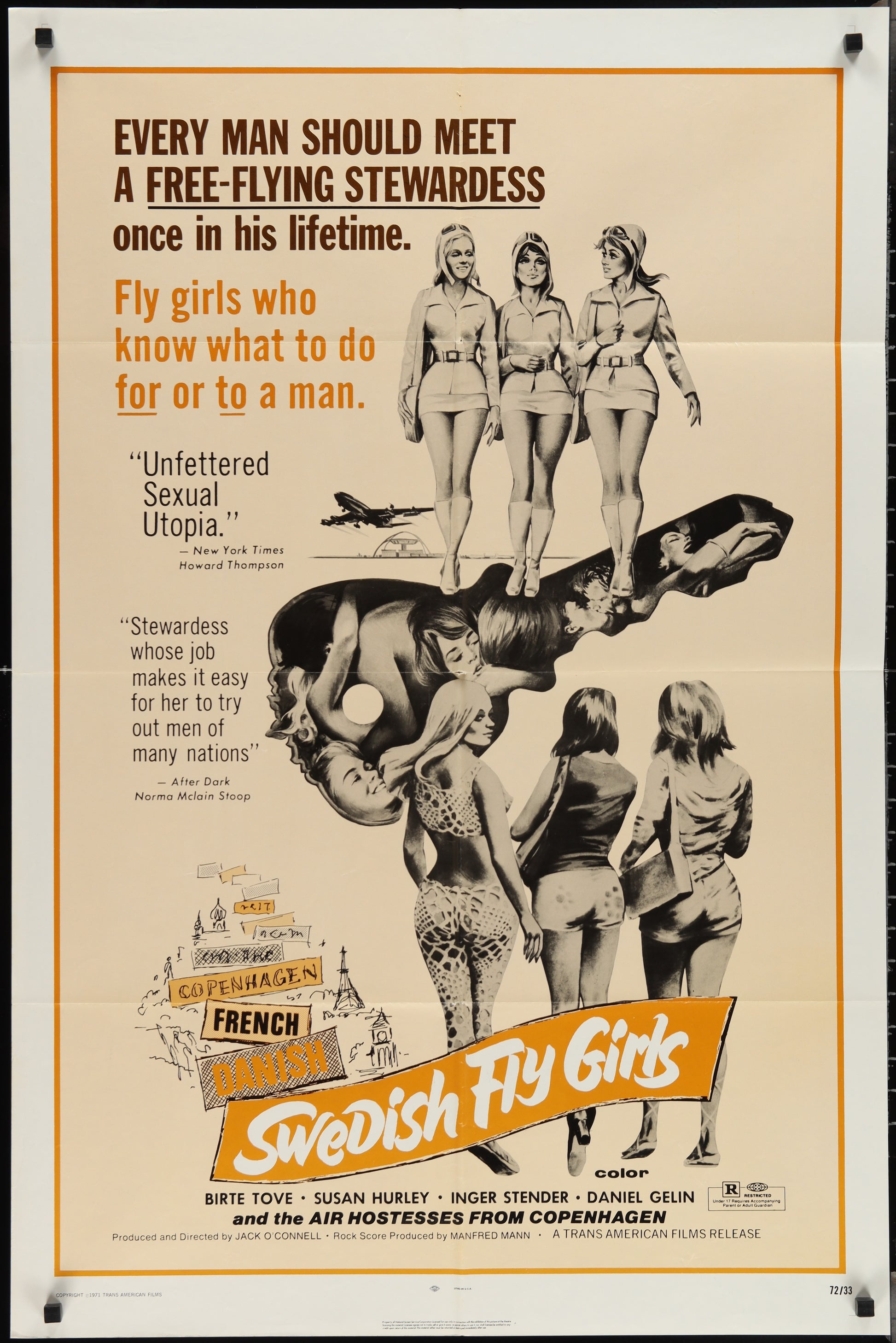 Swedish Fly Girls (1972) Original US One Sheet Movie Poster